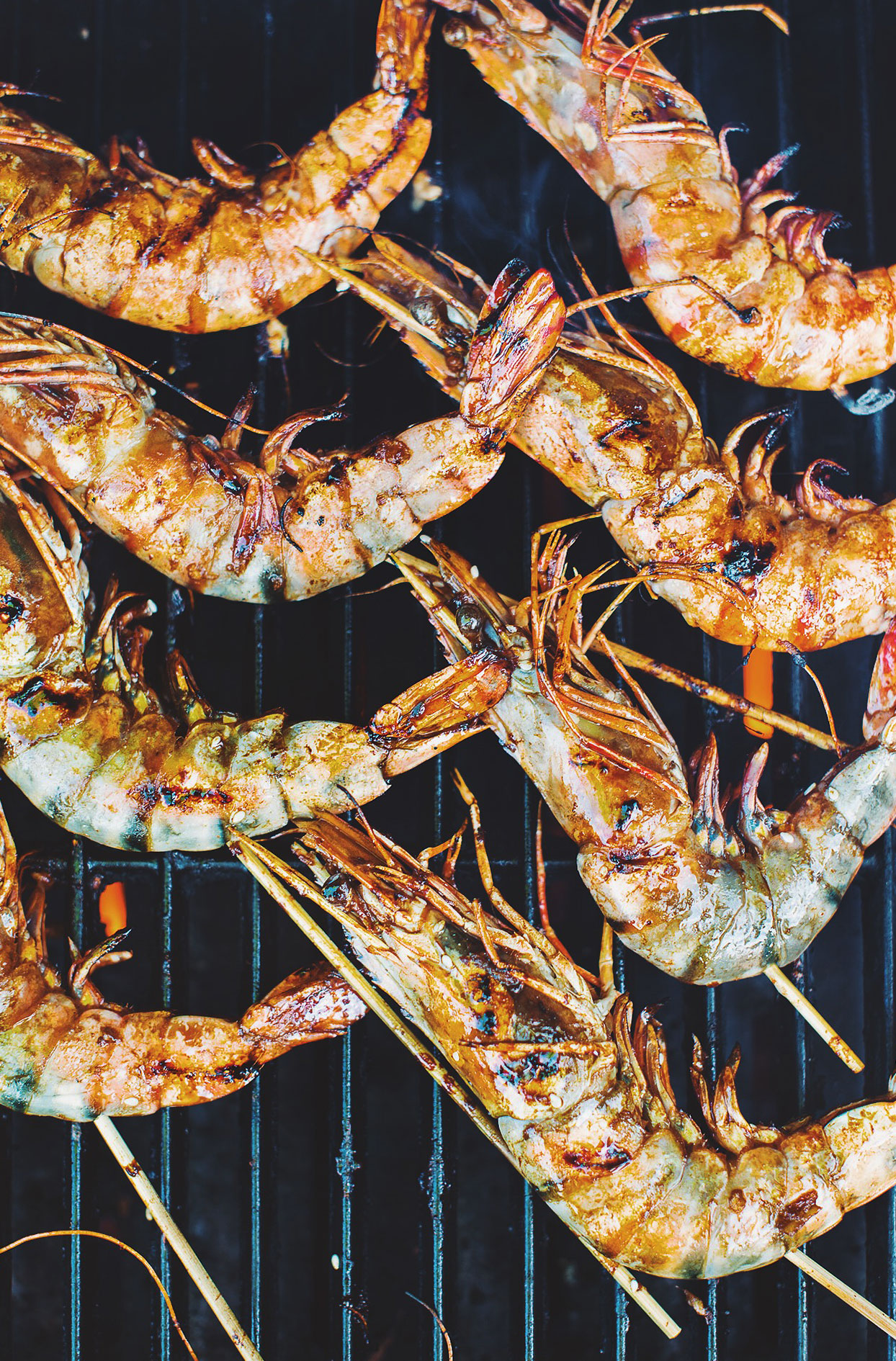 Bbq grilled shrimp skewers