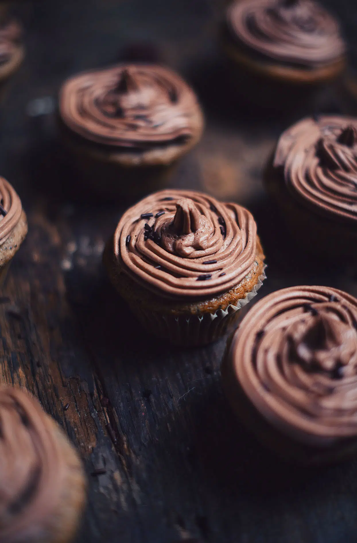 Chocolate cupcakes with truffles spread icing