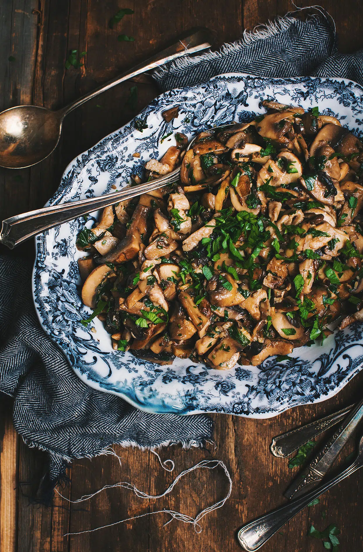 Sautéed mushrooms in garlic butter and fresh herbs