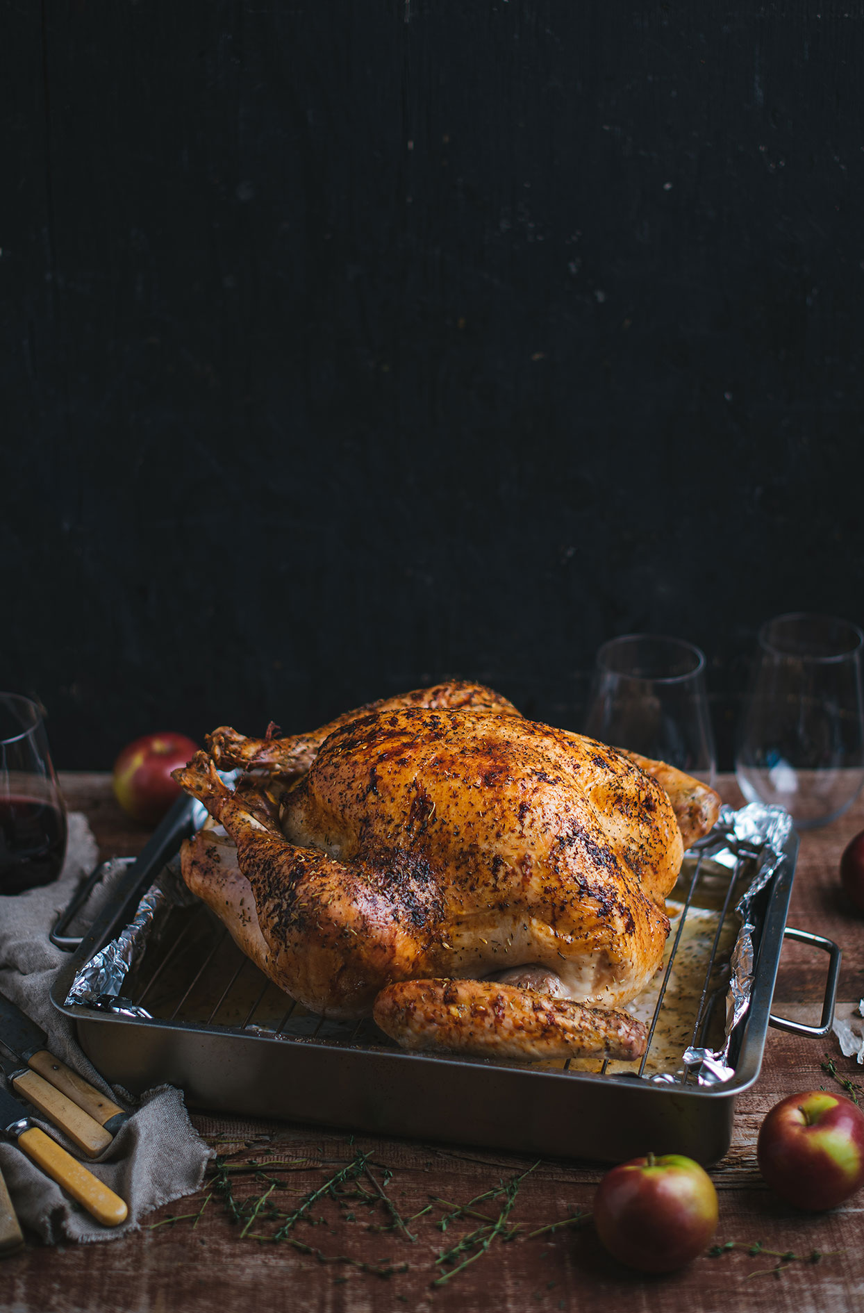 Roasted turkey with cider and apples