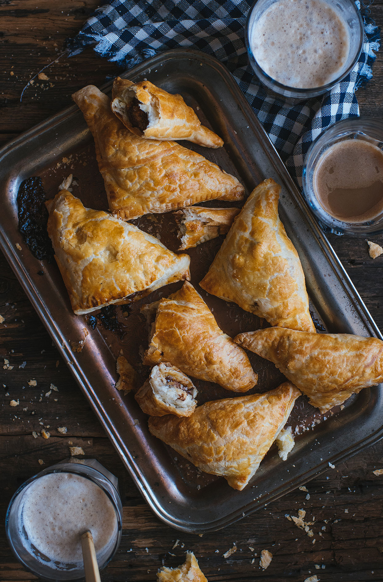 Caramilk turnovers with fleur de sel and caramelized pears