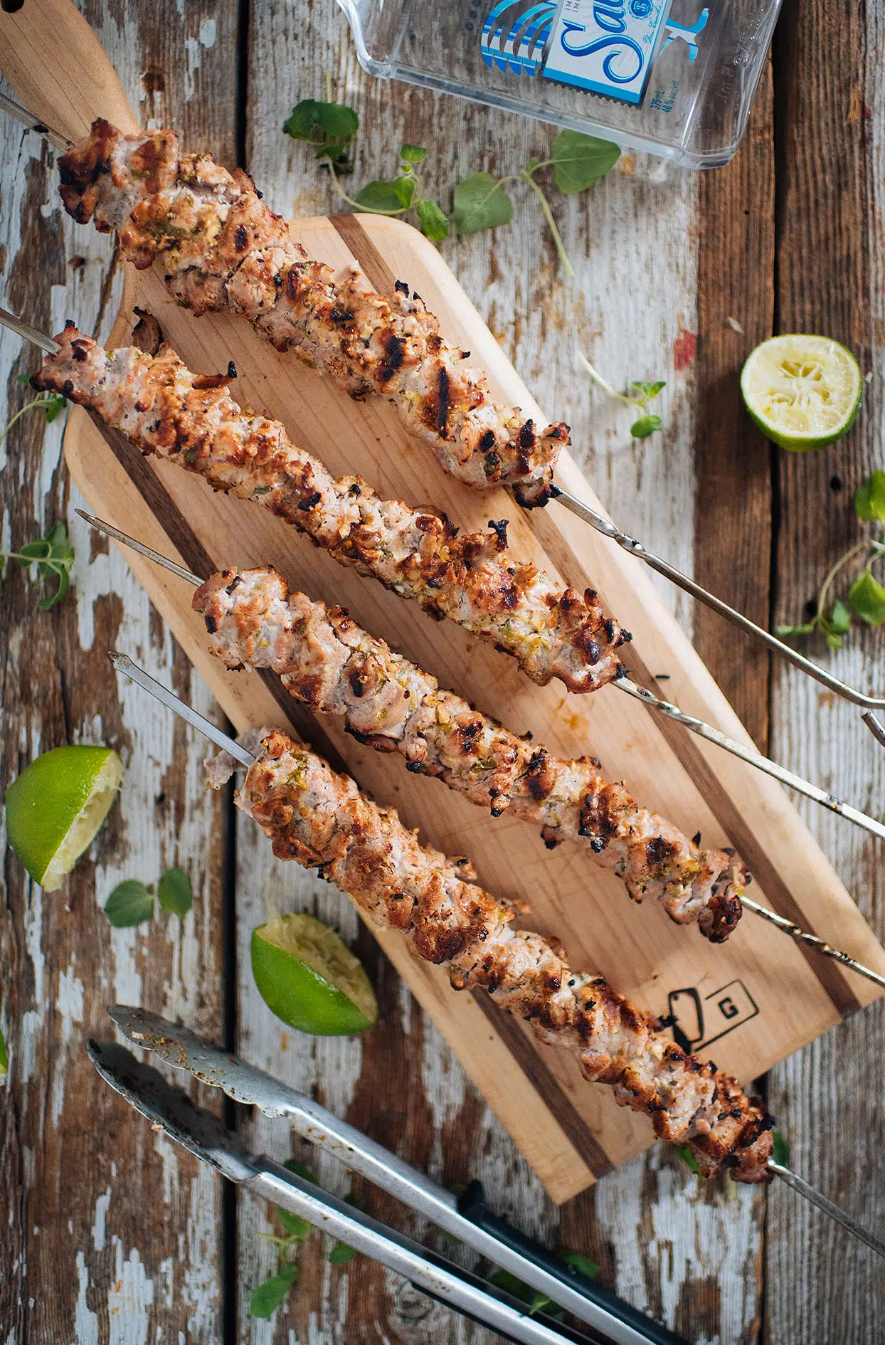 Tequila and lime pork skewers