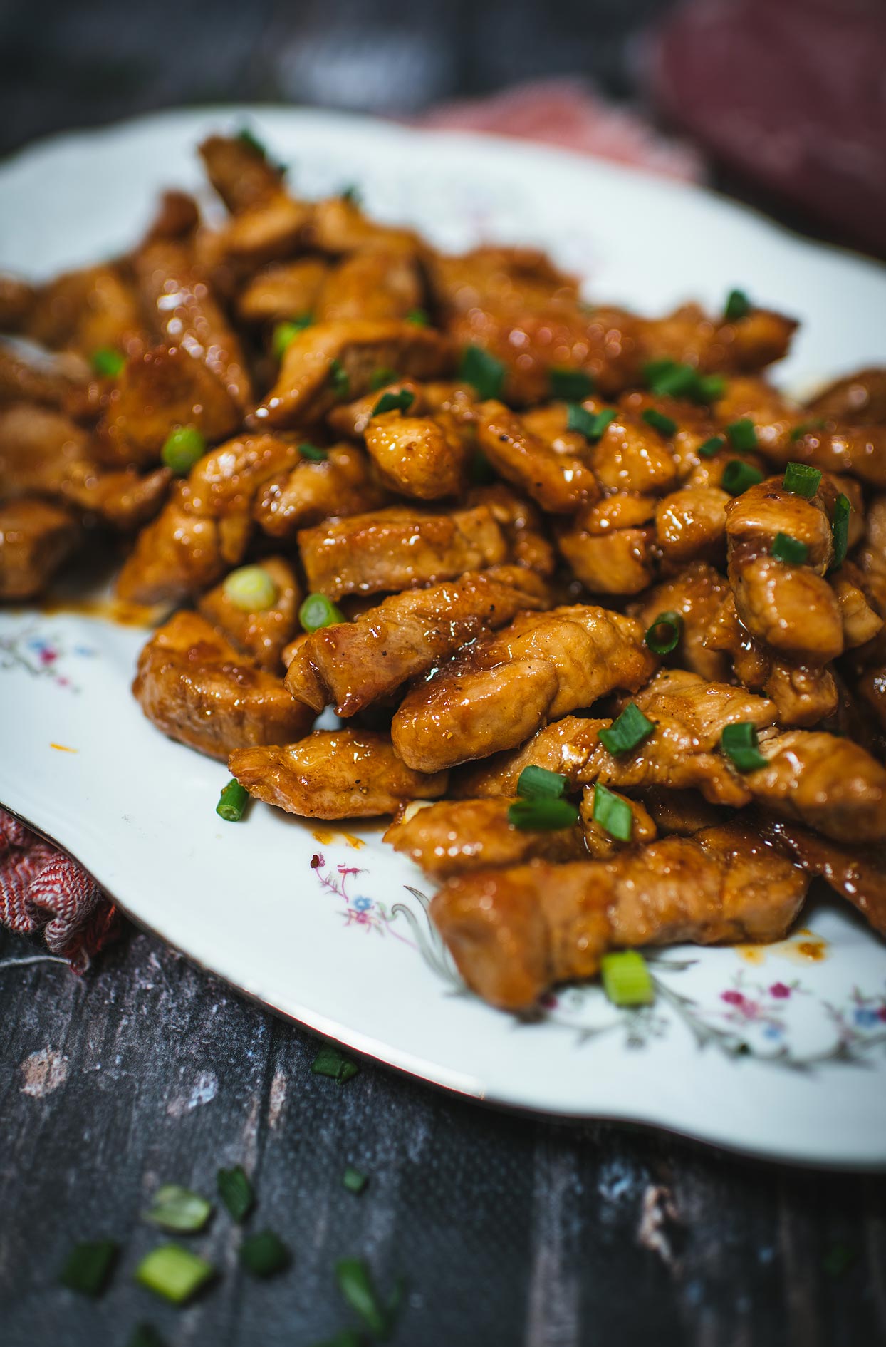 Honey garlic pork tenderloin strips
