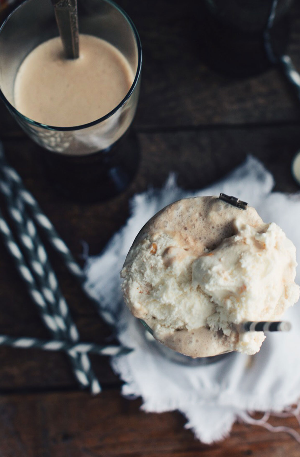 Black beer floater with baileys and caramel ice cream