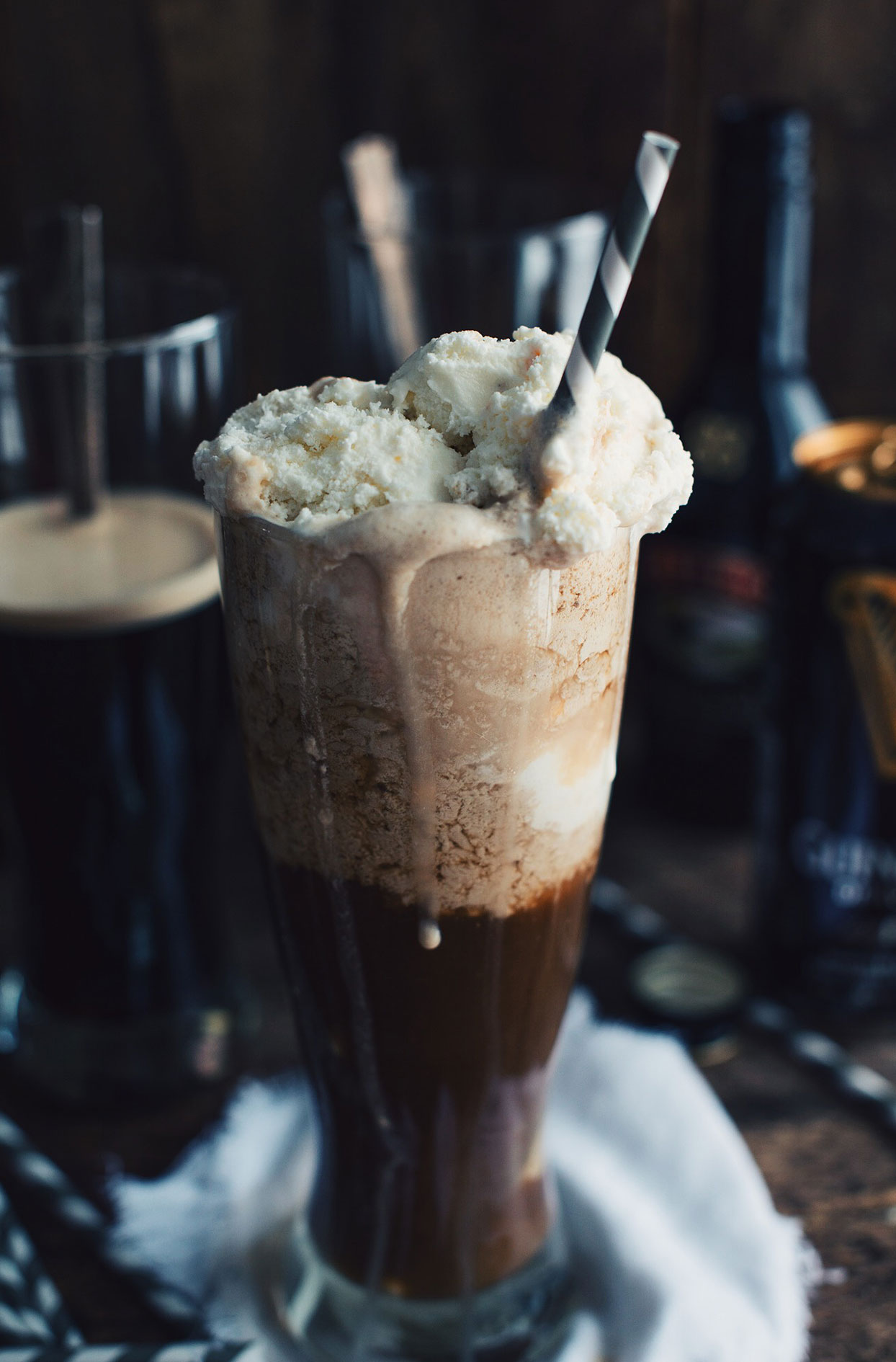 Black beer floater with baileys and caramel ice cream