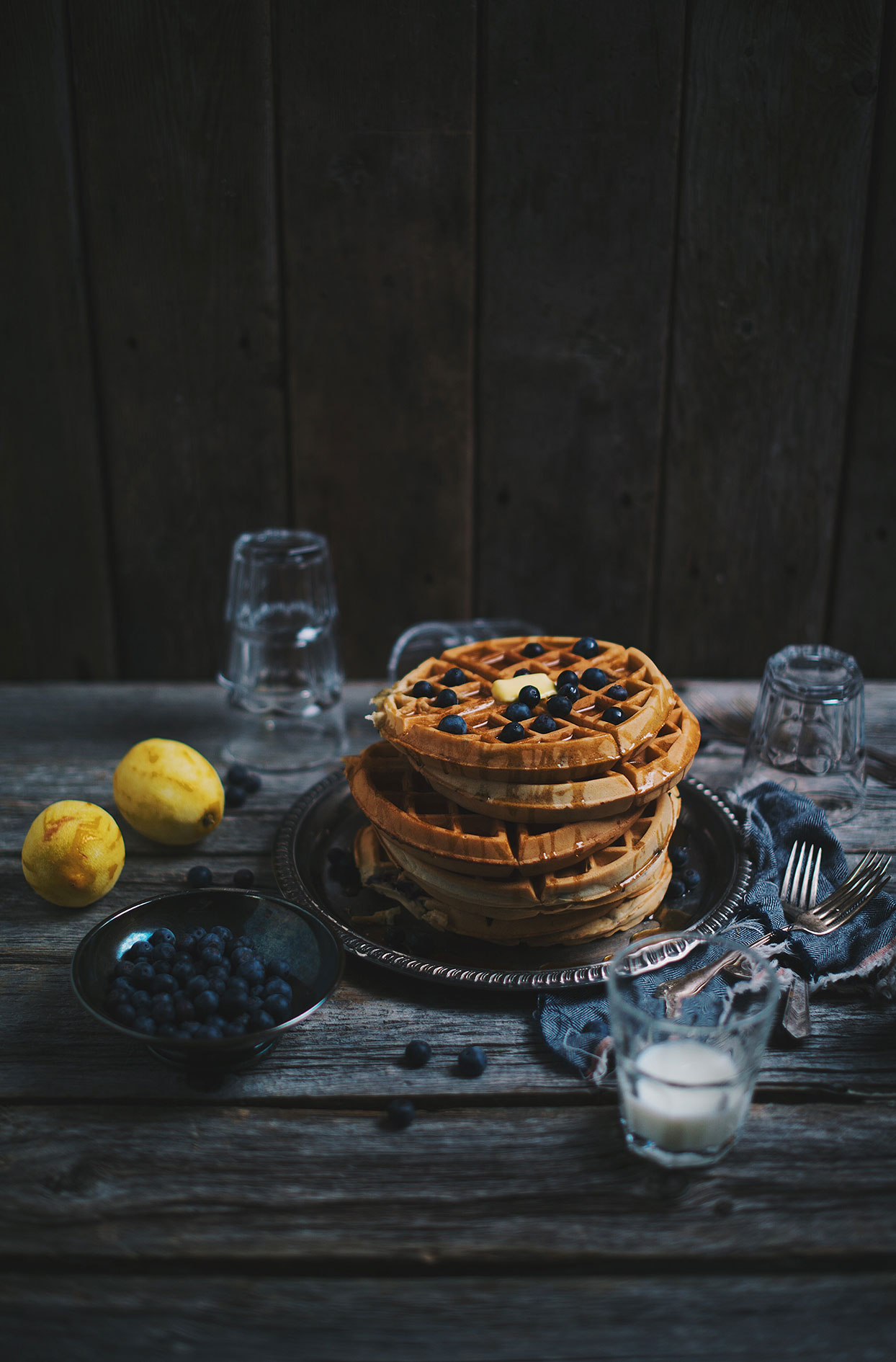 Blueberry and lemon waffles