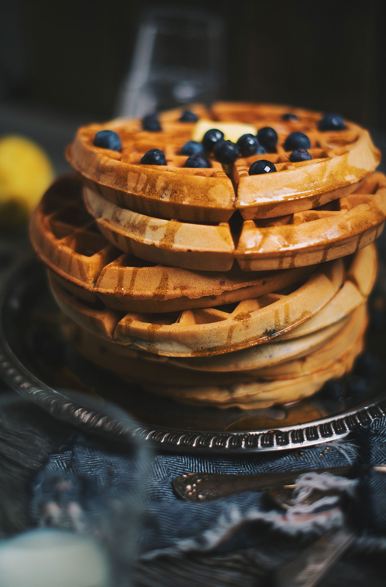 Blueberry and lemon waffles