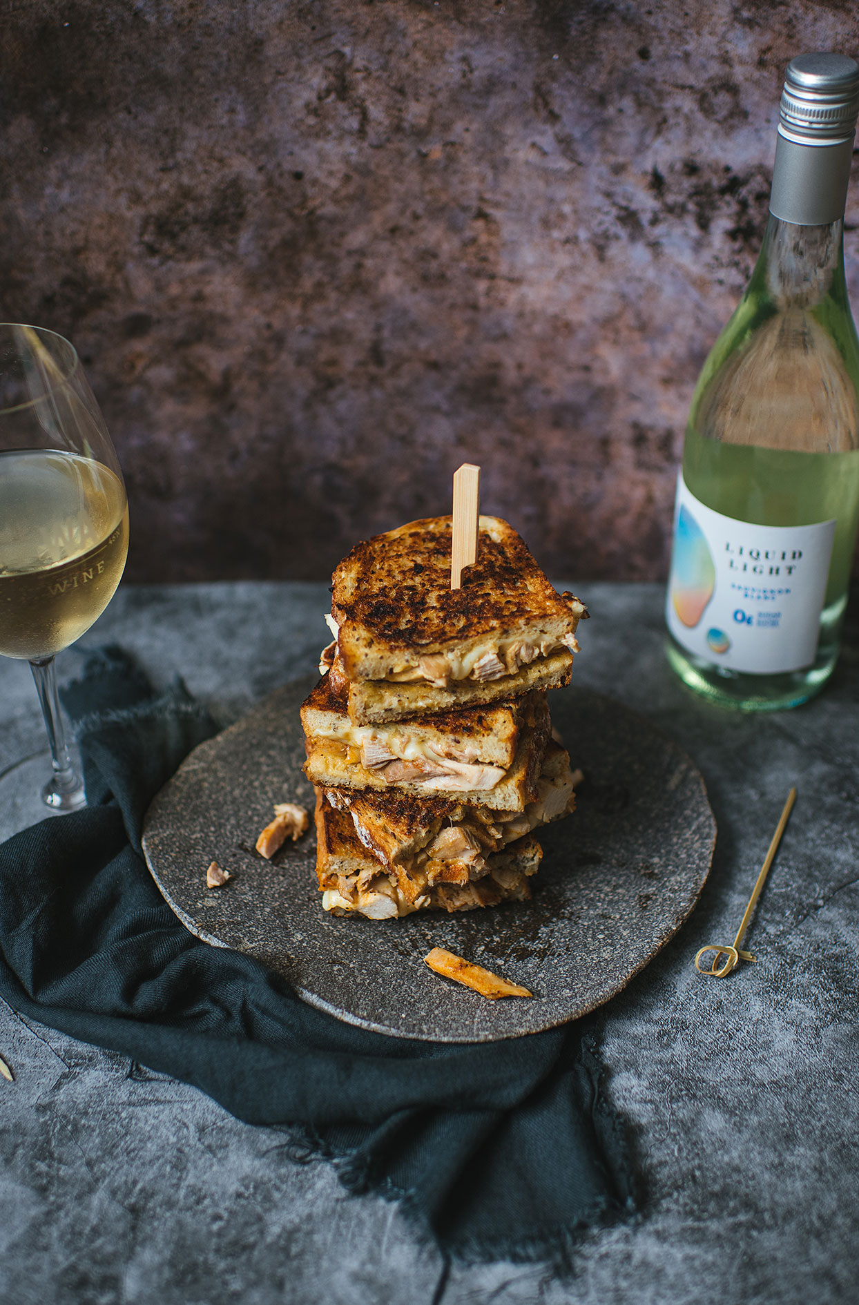 Chicken grilled cheese with halloumi cheese