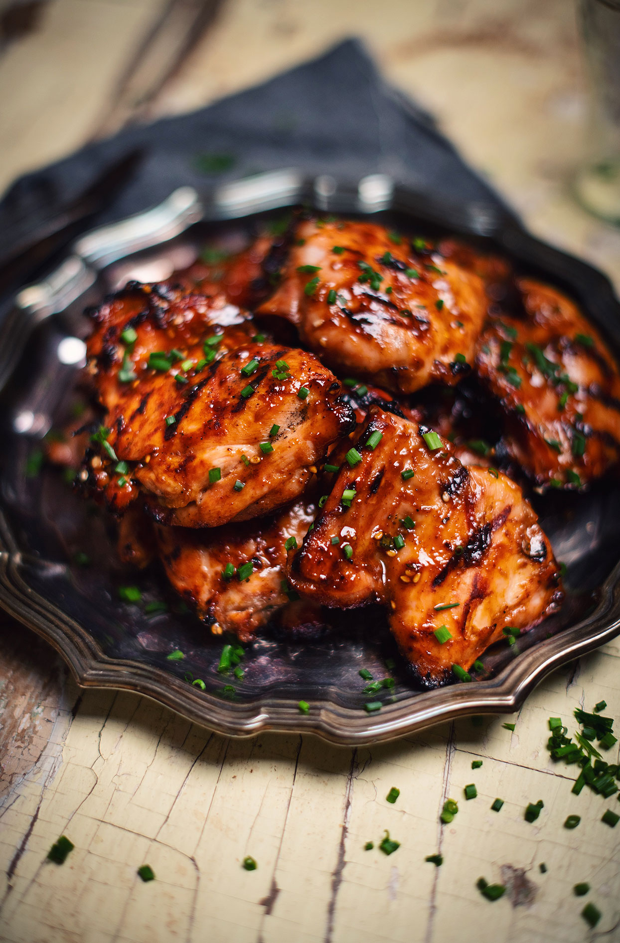 Asian-style grilled chicken thighs