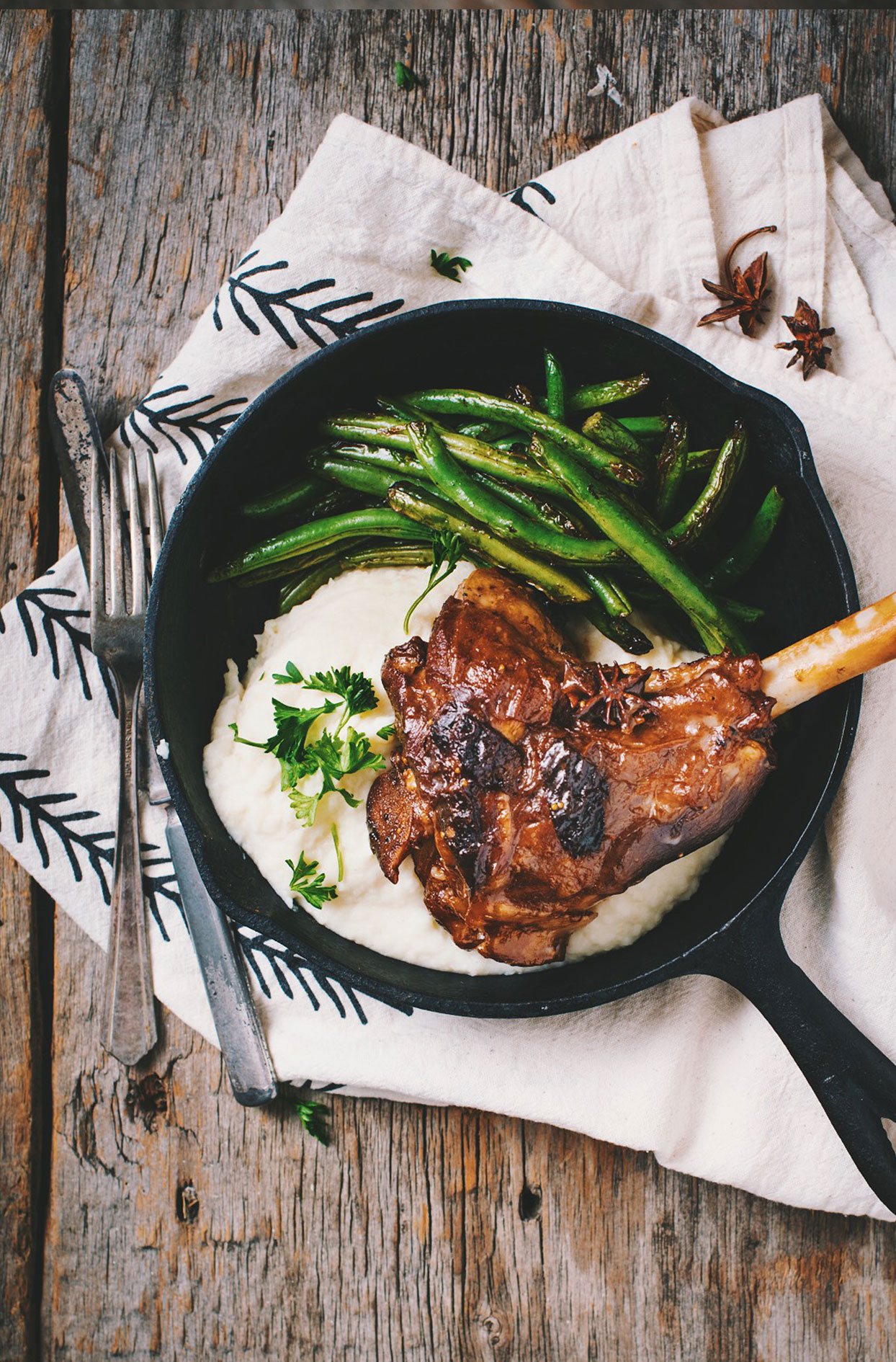 Lamb shanks braised with cherry beer and port