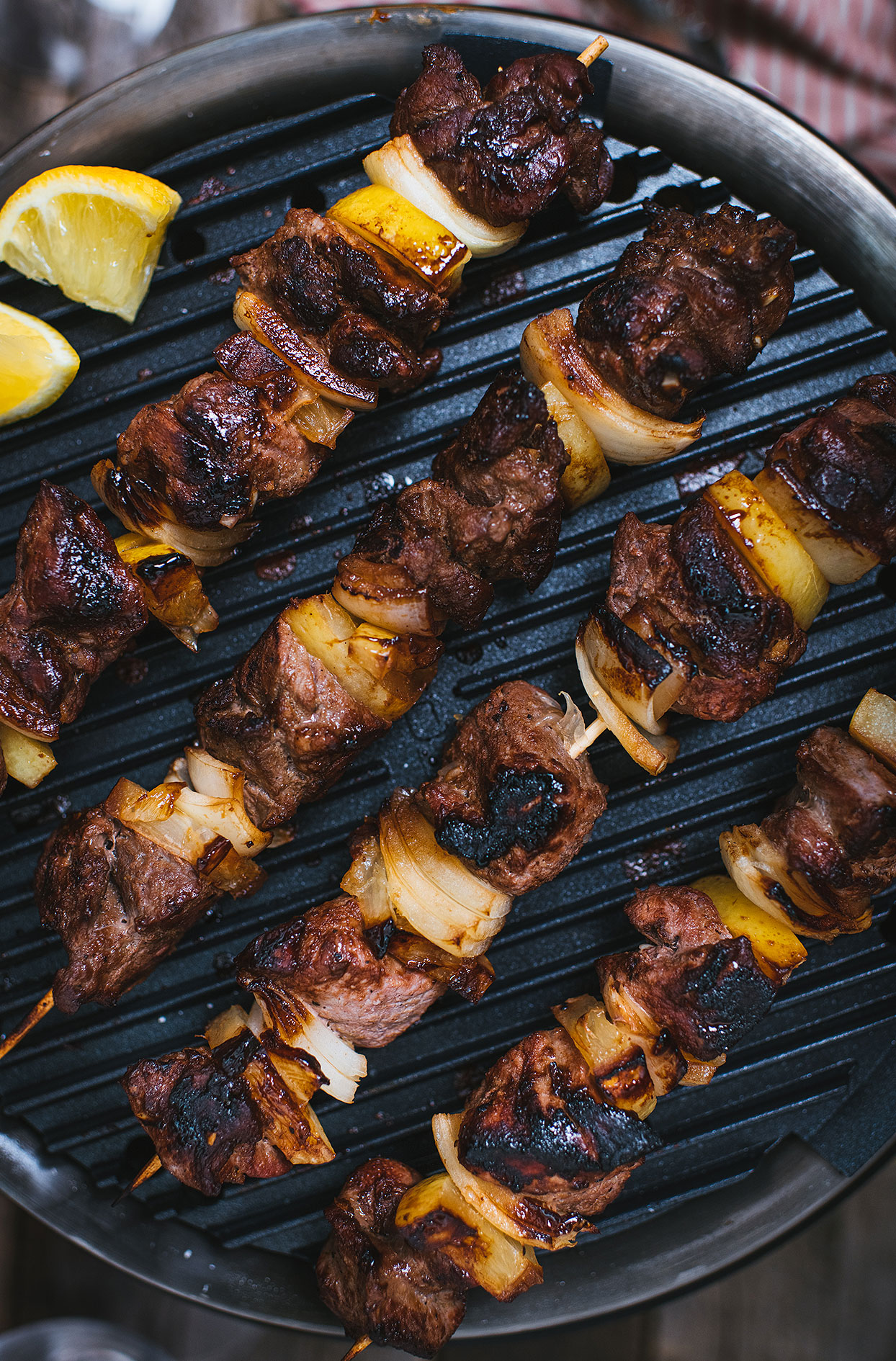 The best lamb skewers with candied lemon