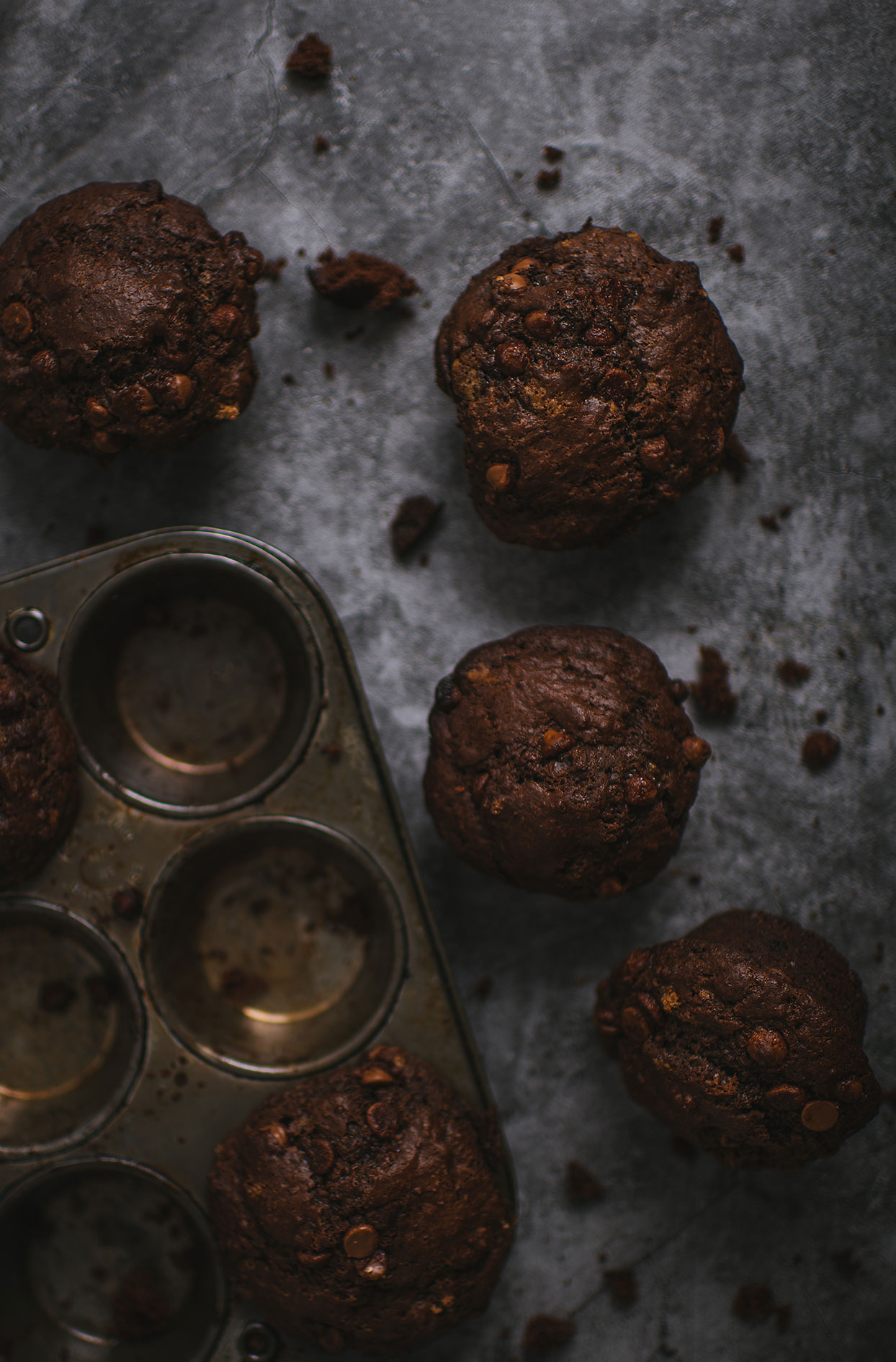 Decadent triple chocolate muffins