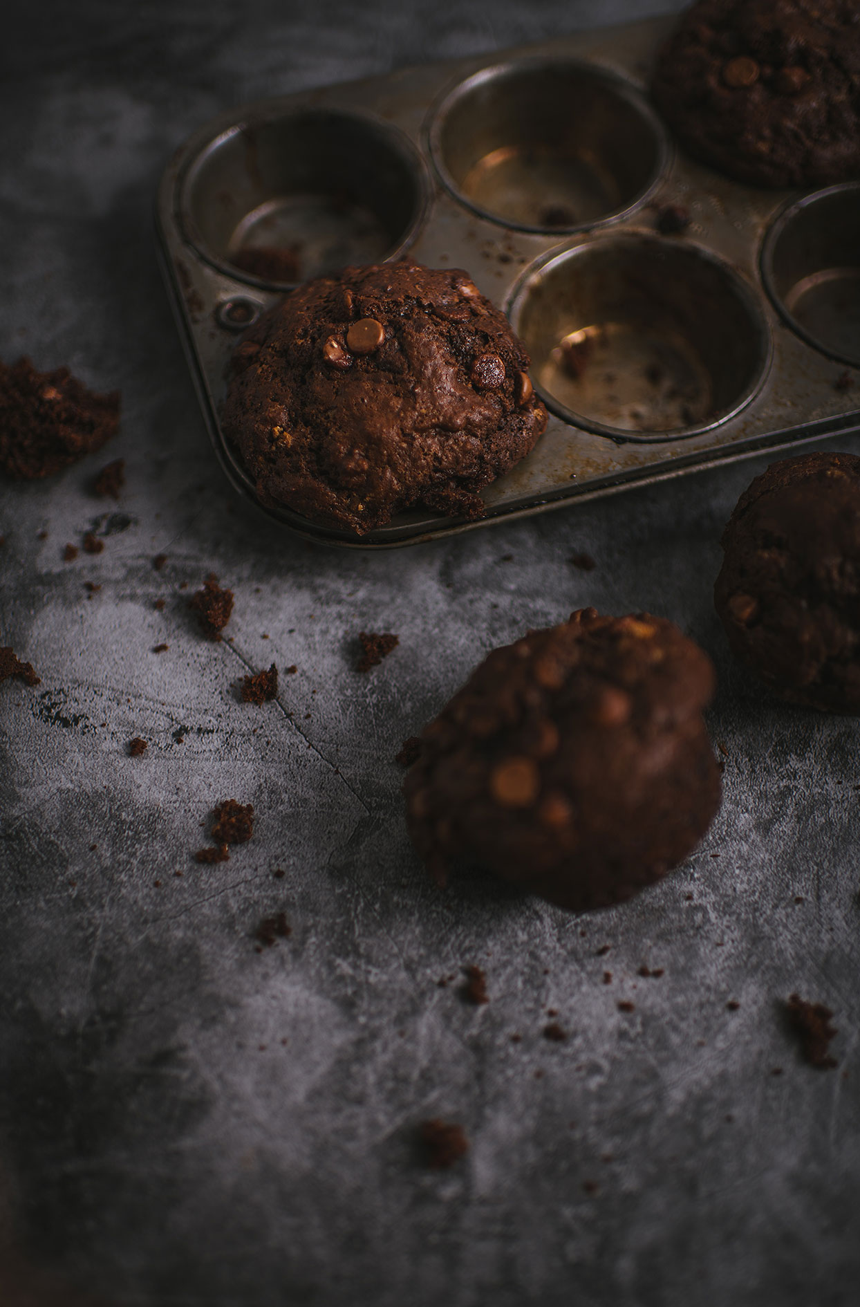 Decadent triple chocolate muffins