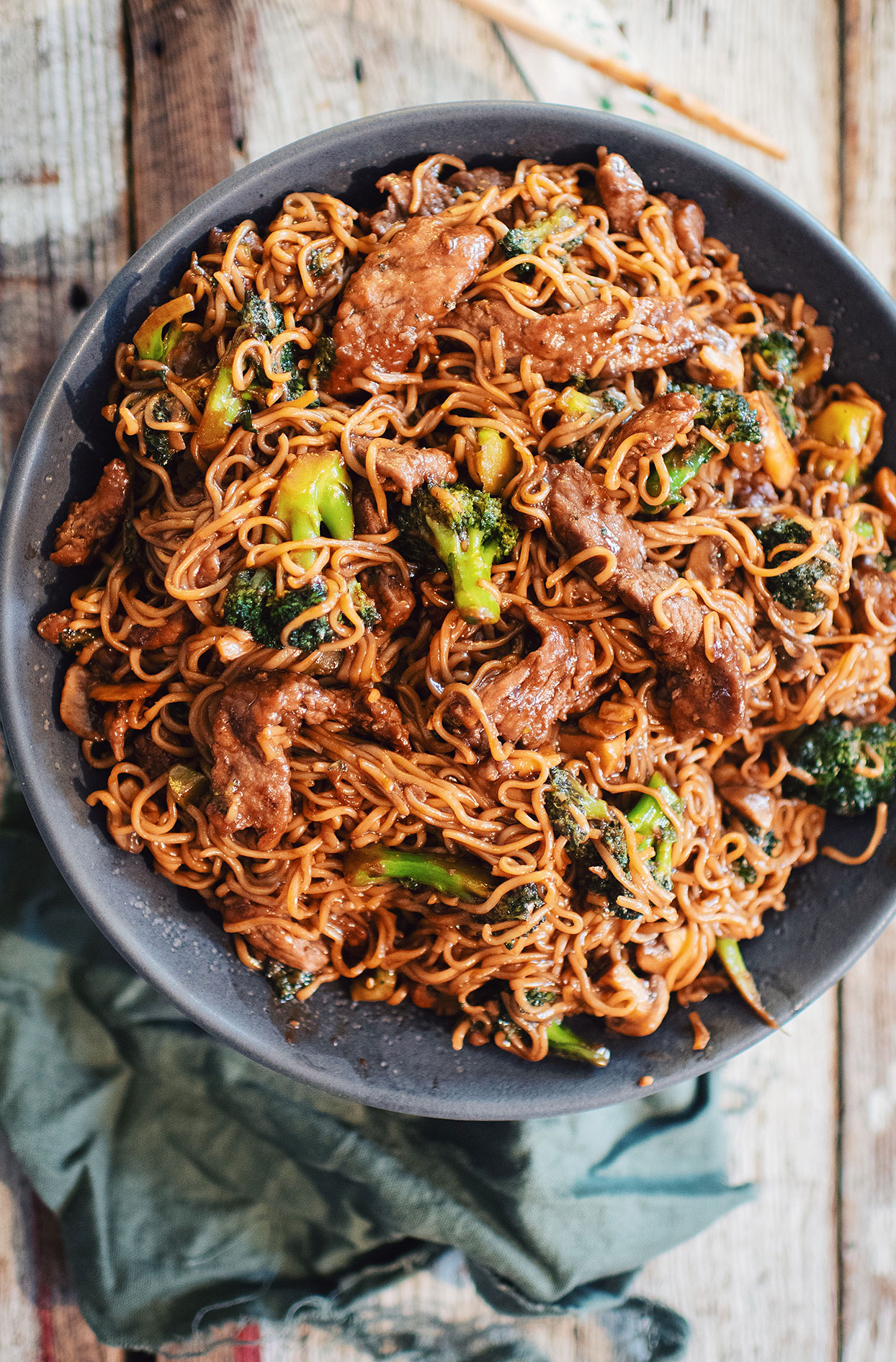 Beef and broccoli noodles