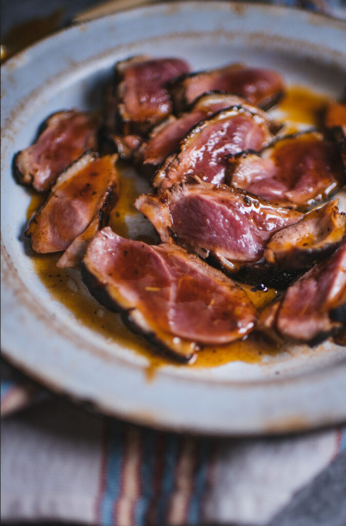 Orange and white beer duck breasts