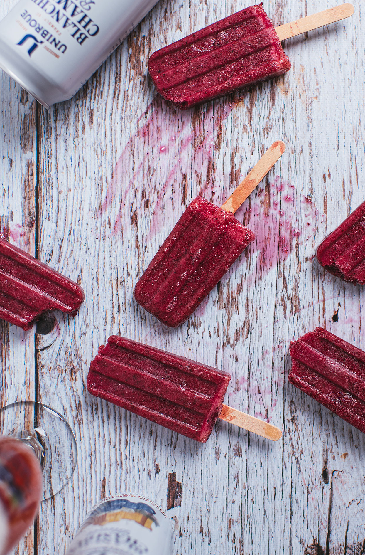 Blueberry beer popsicles