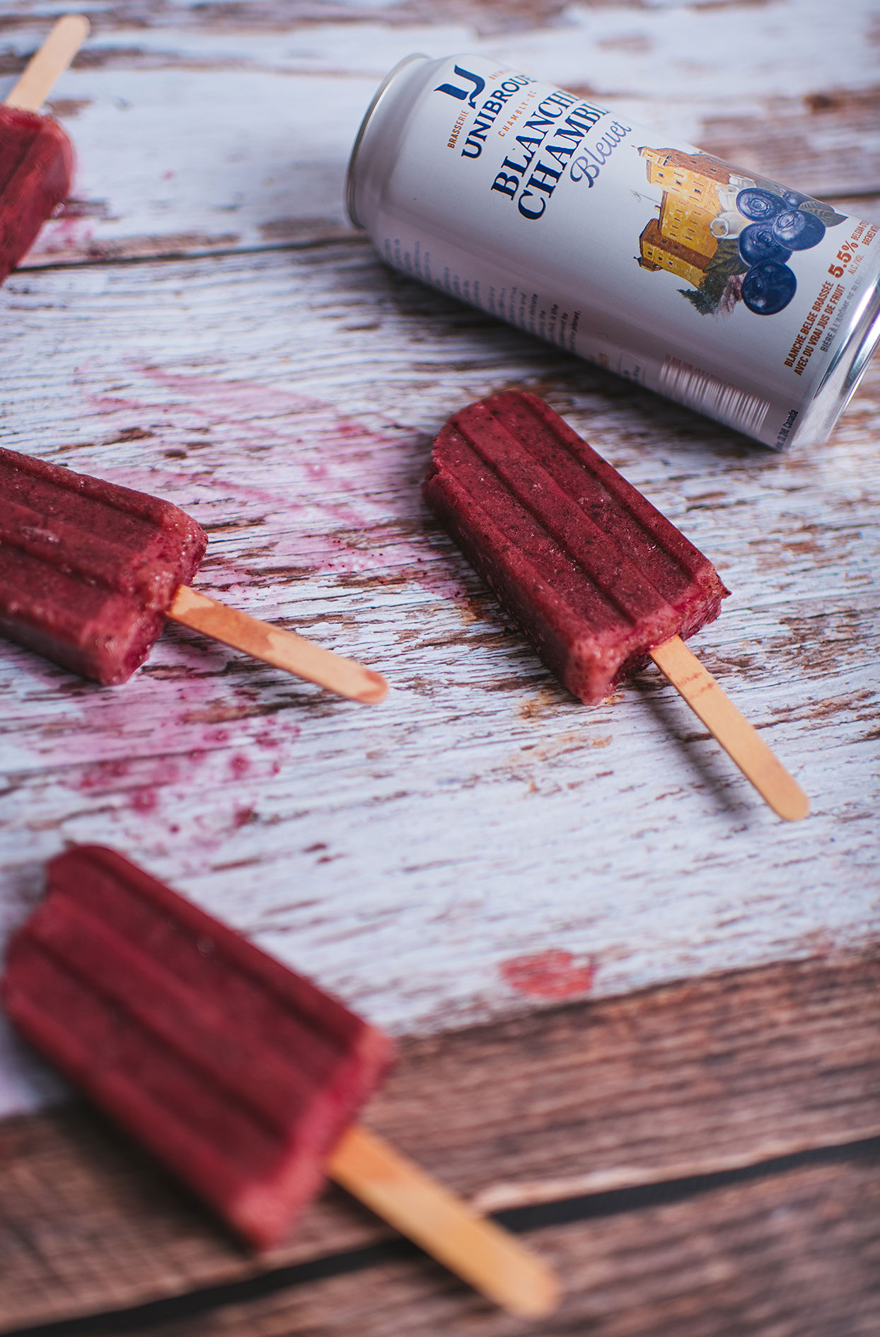 Blueberry beer popsicles