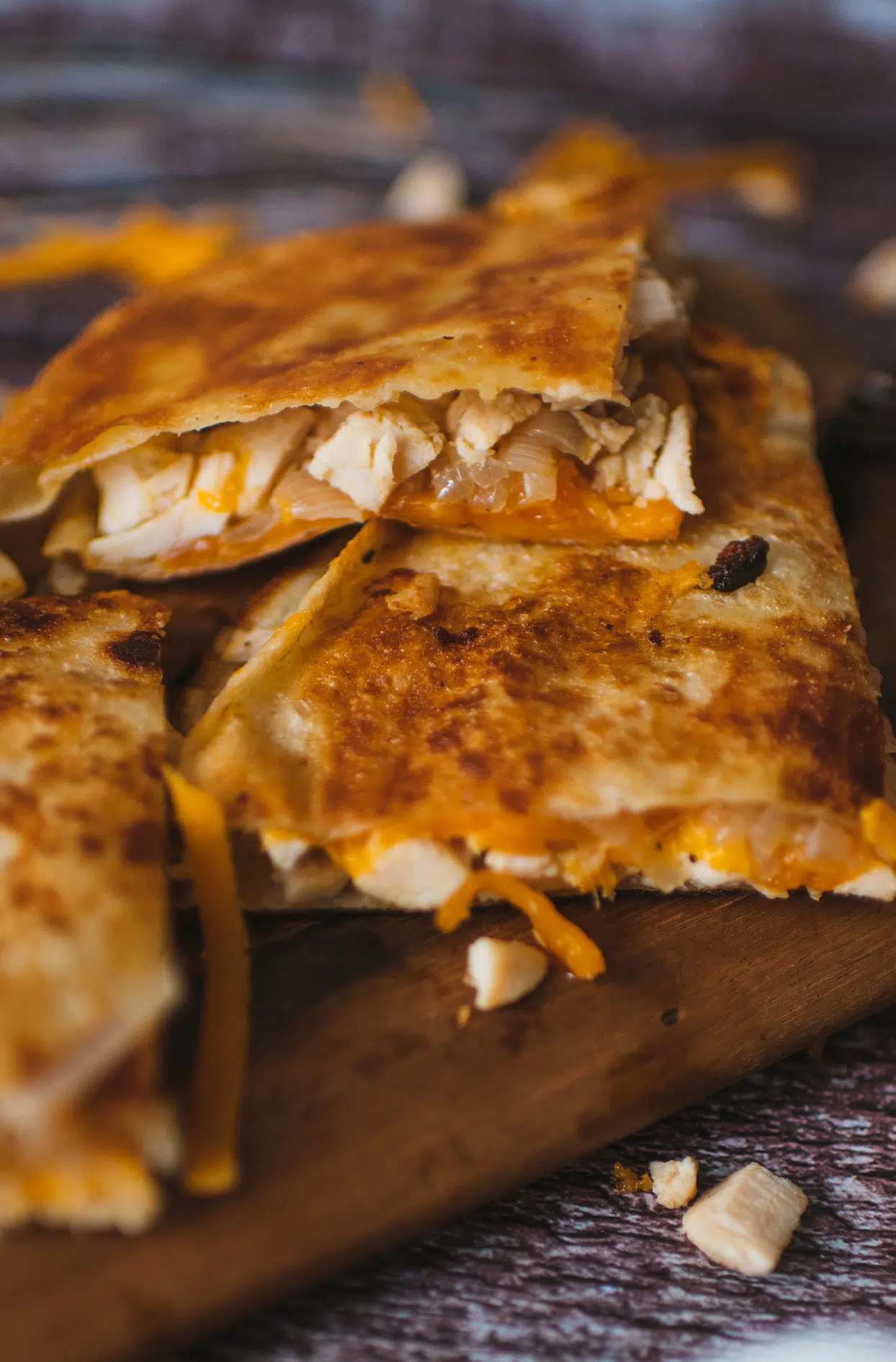 Quesadillas with shish taouk chicken and caramelized onion