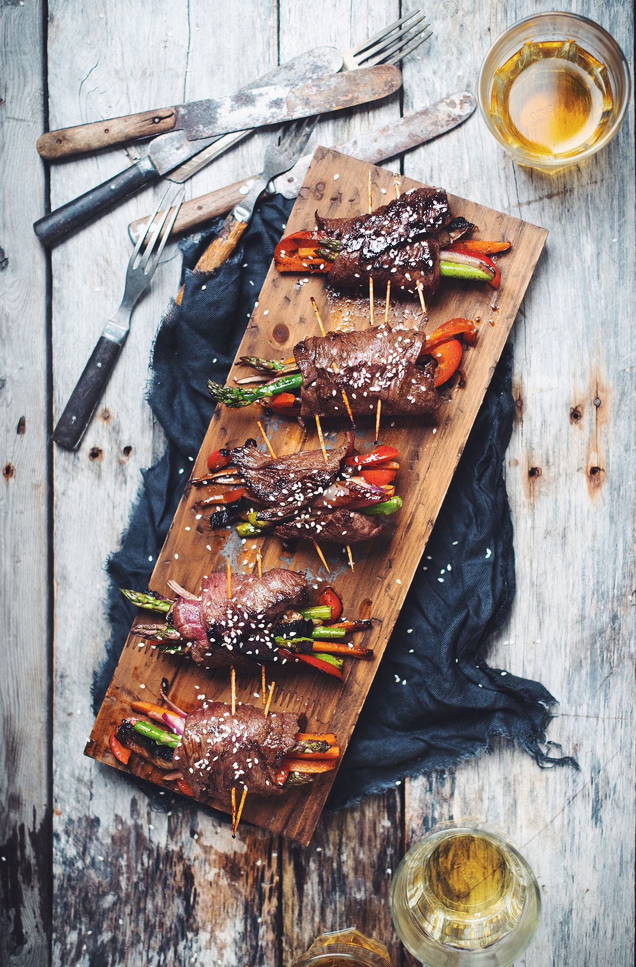Beef flank rolls with vegetables