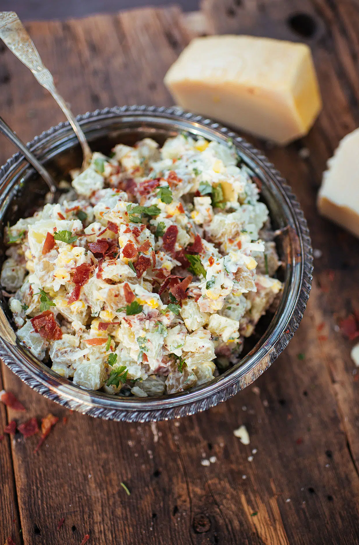 Creamy potato salad with Grana Padano and Prosciutto