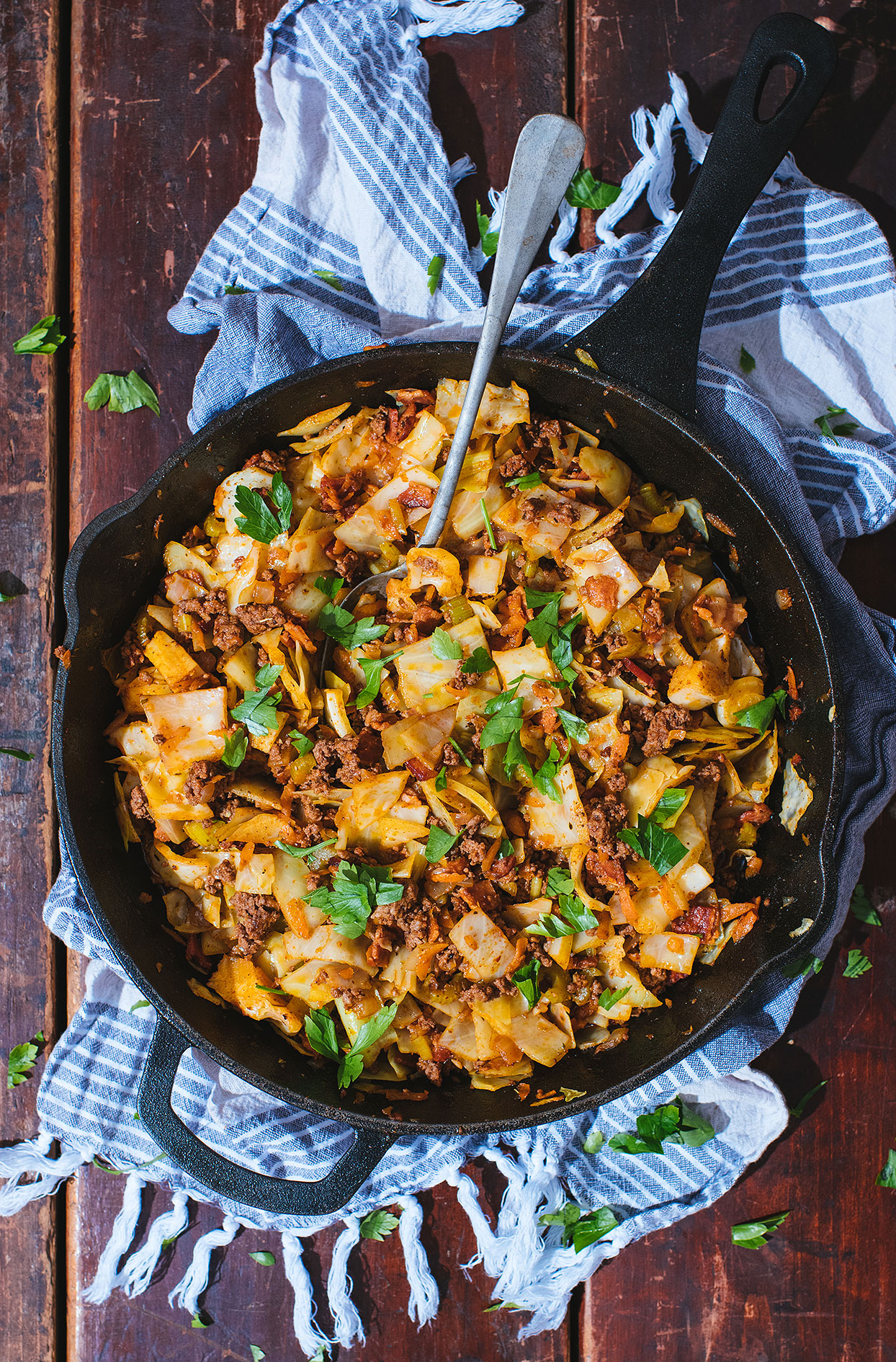 Cabbage and beef stir-fry