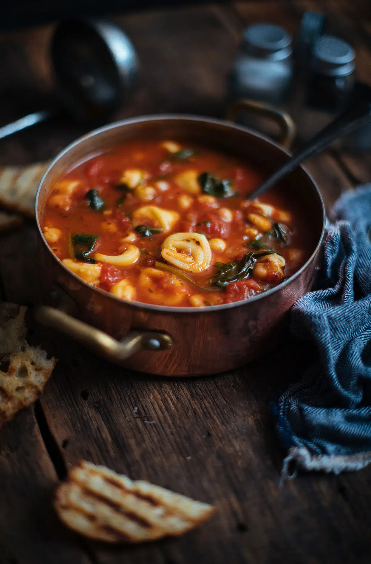 Tomato soup with cheese tortellini