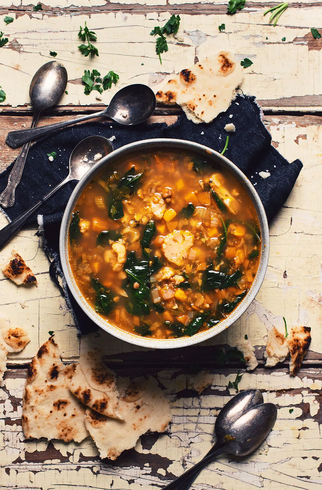 Moroccan soup with sweet potato and lentils