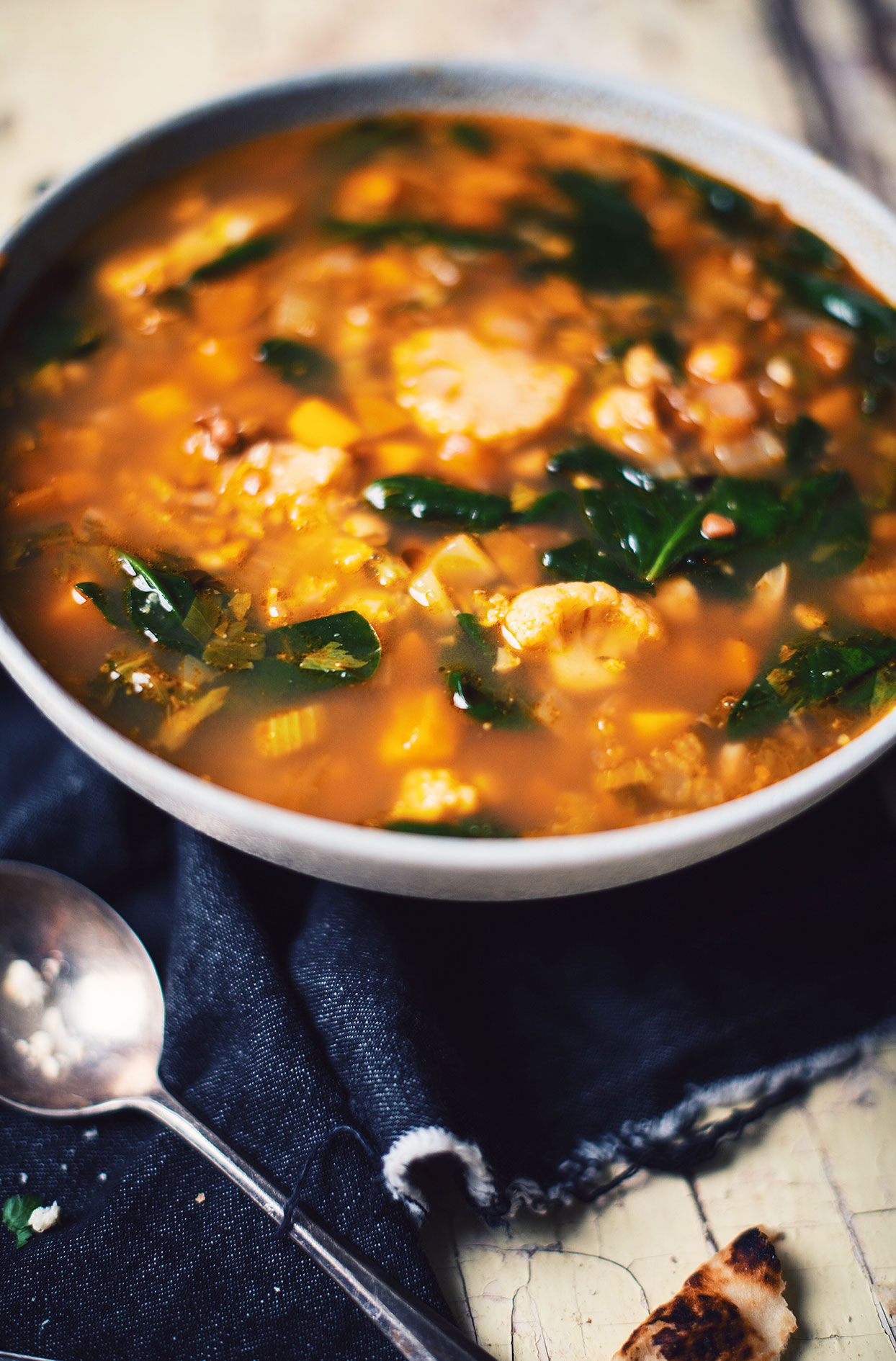 Moroccan soup with sweet potato and lentils