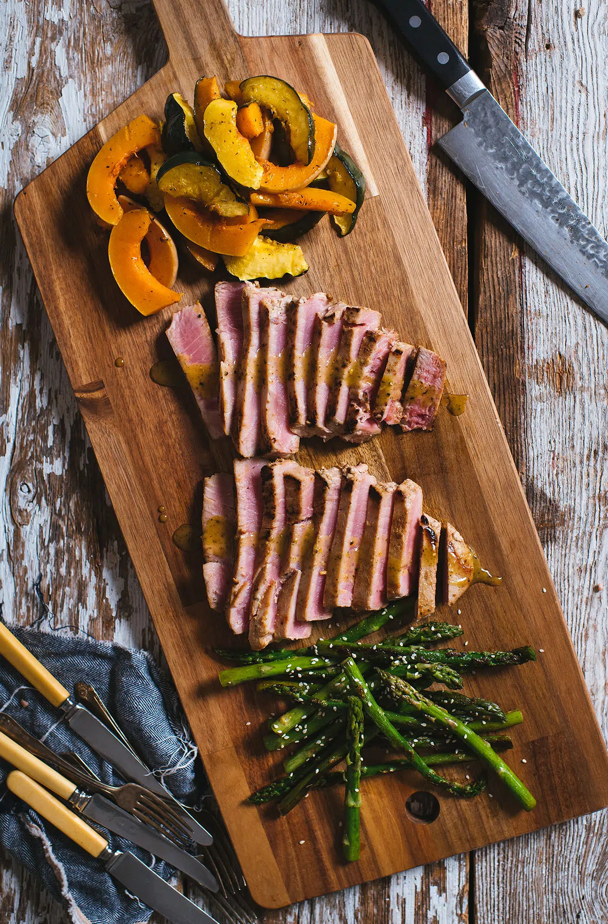 Mustard and maple tuna steaks