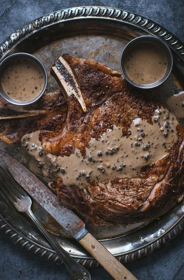 Rib eye bœuf sauce poivre et Brandy