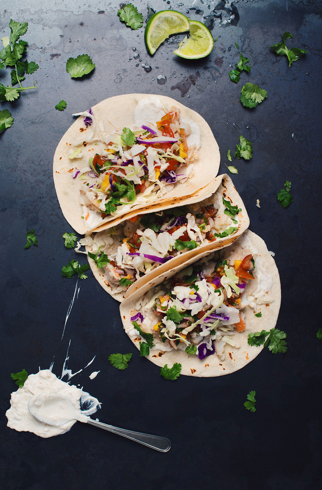 Fish tacos with pear salsa