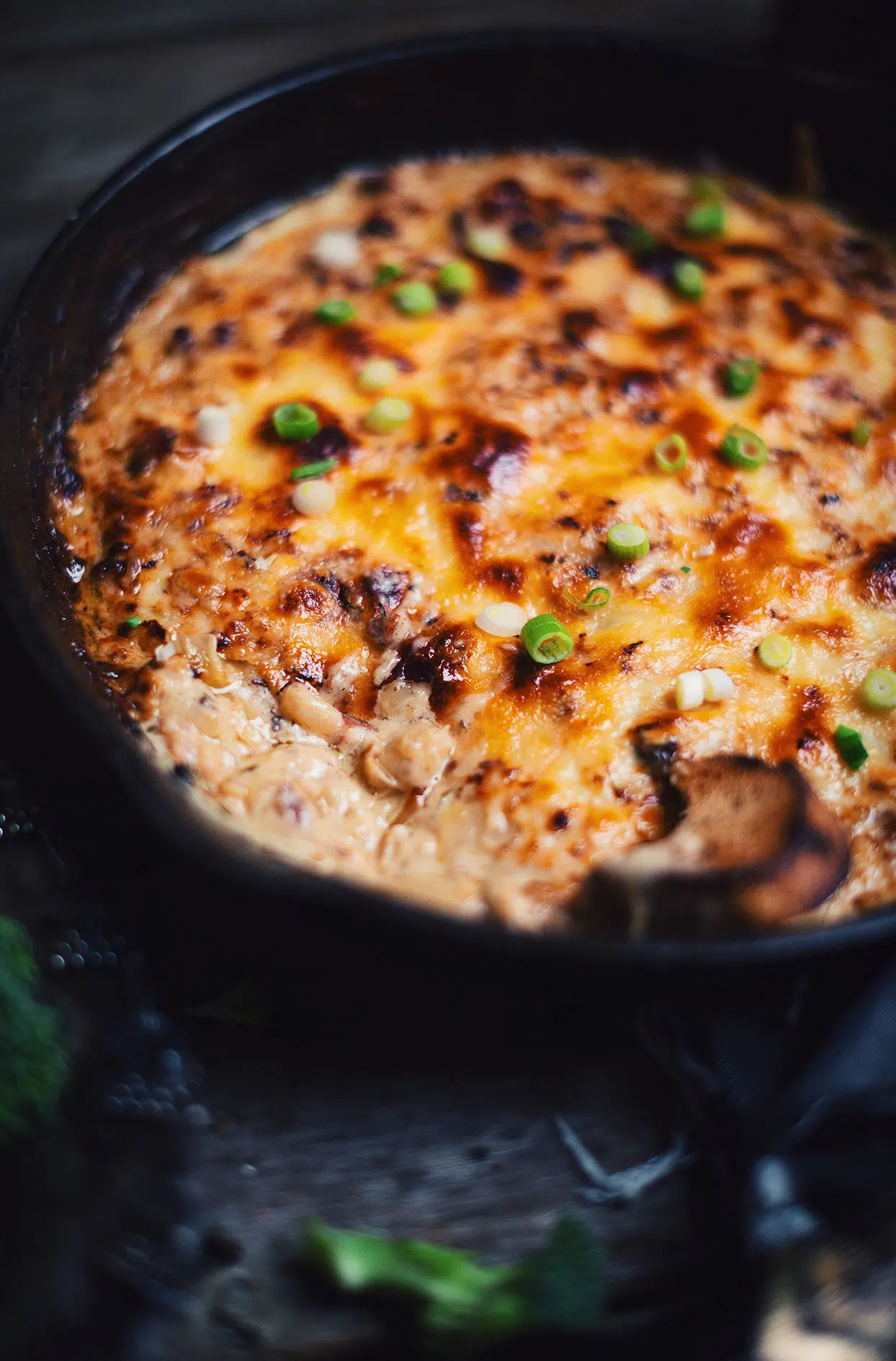 Cheesy dip with beer caramelized onions