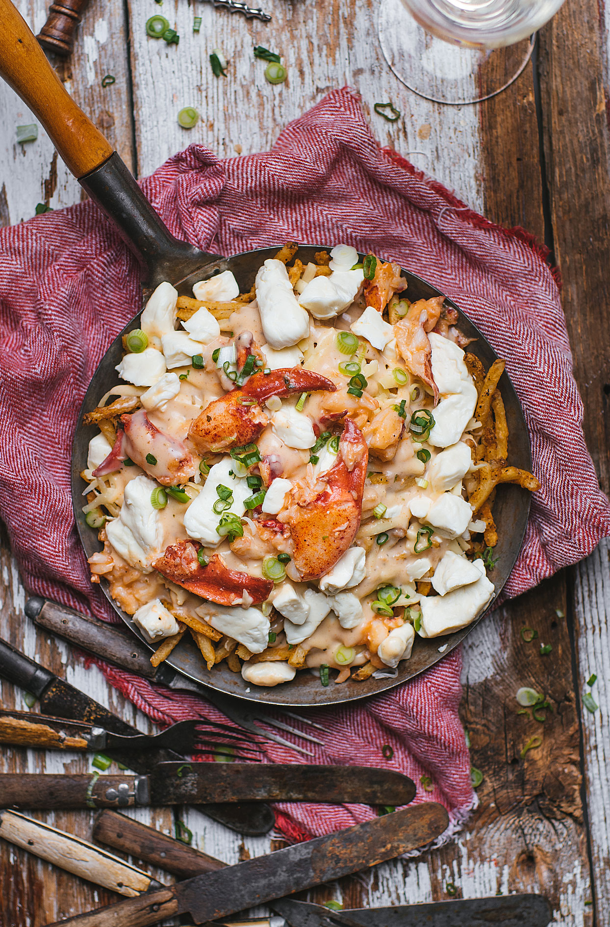 Lobster poutine with bisque sauce