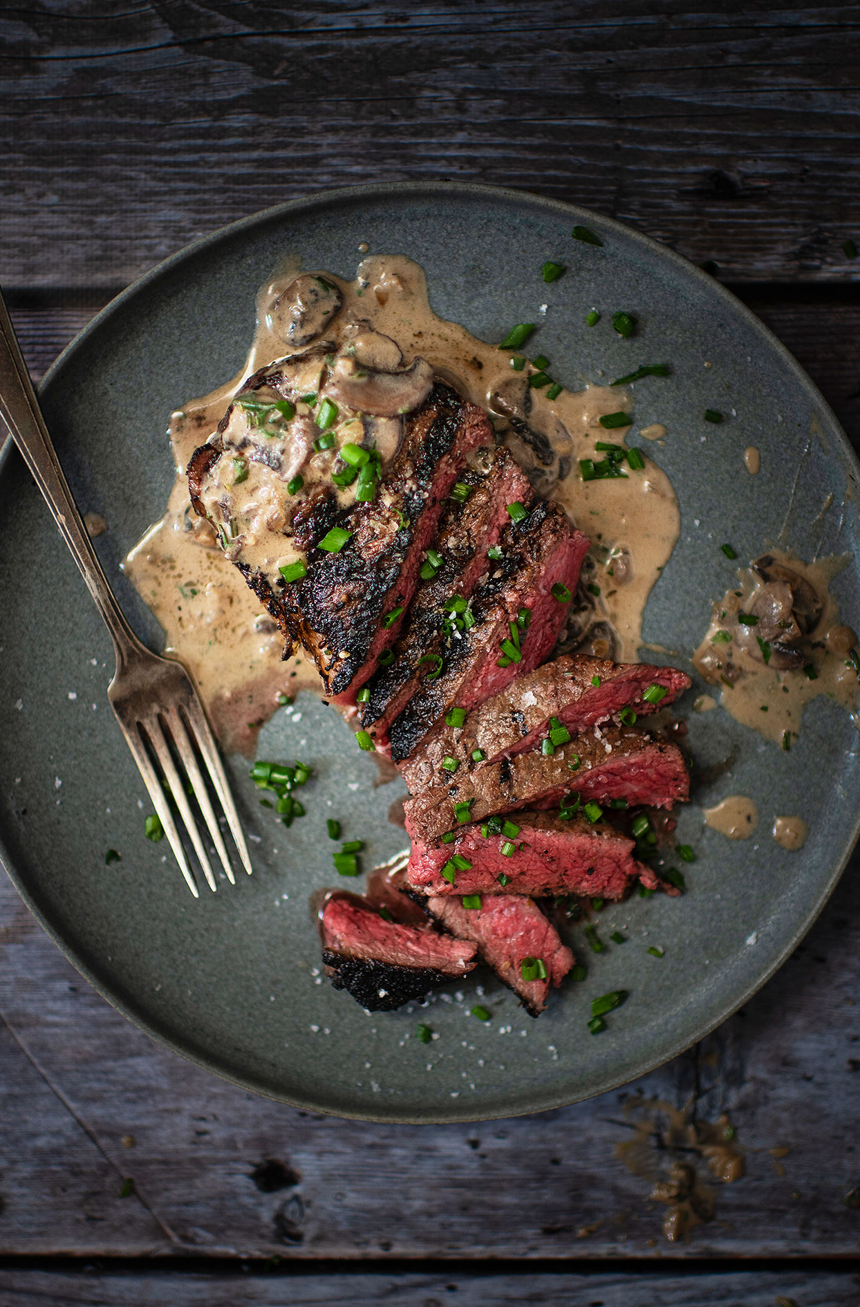 Beef strip loins with Diane beer sauce