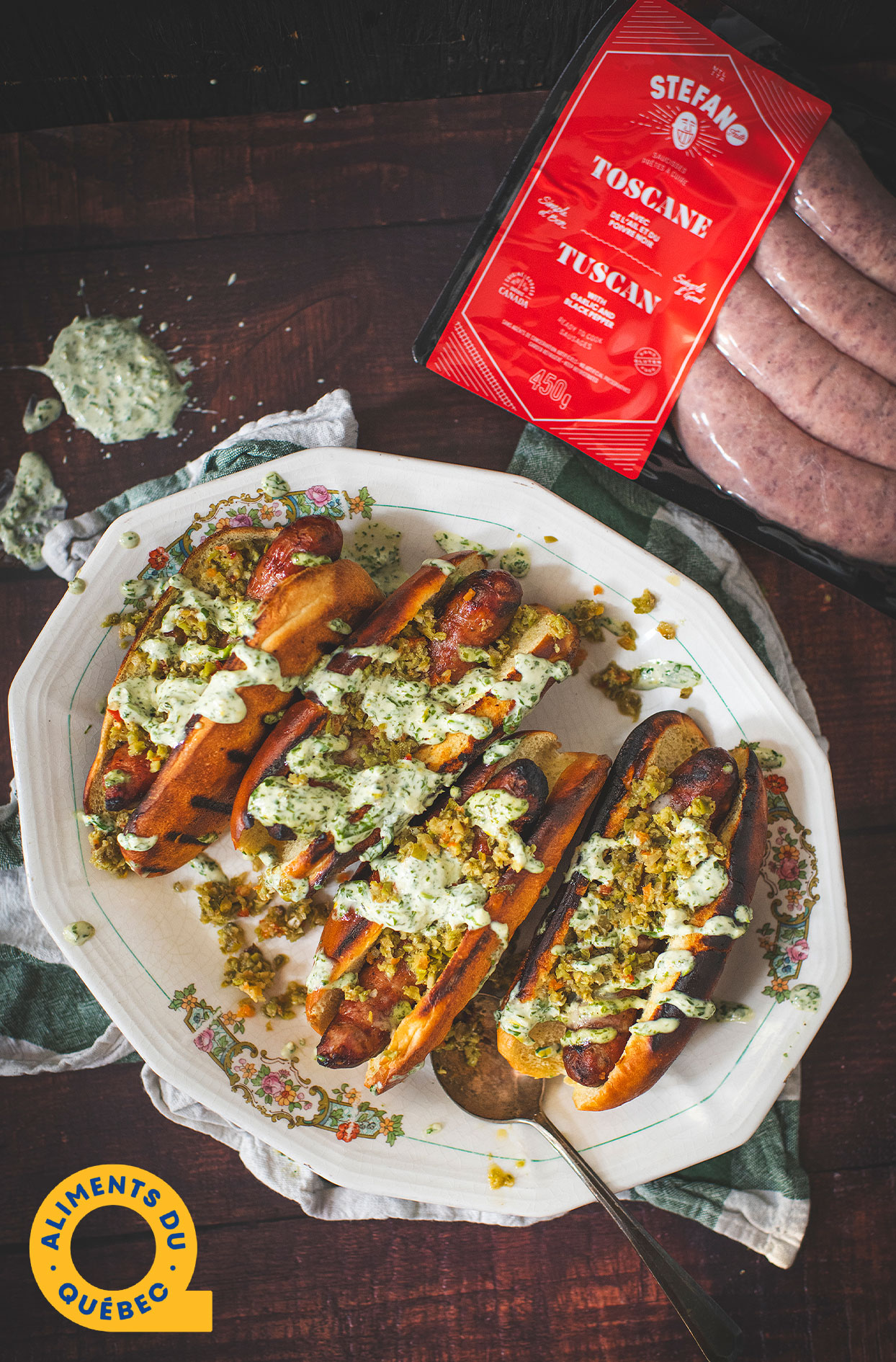 Tuscan sausage sandwiches with basil aioli and homemade relish