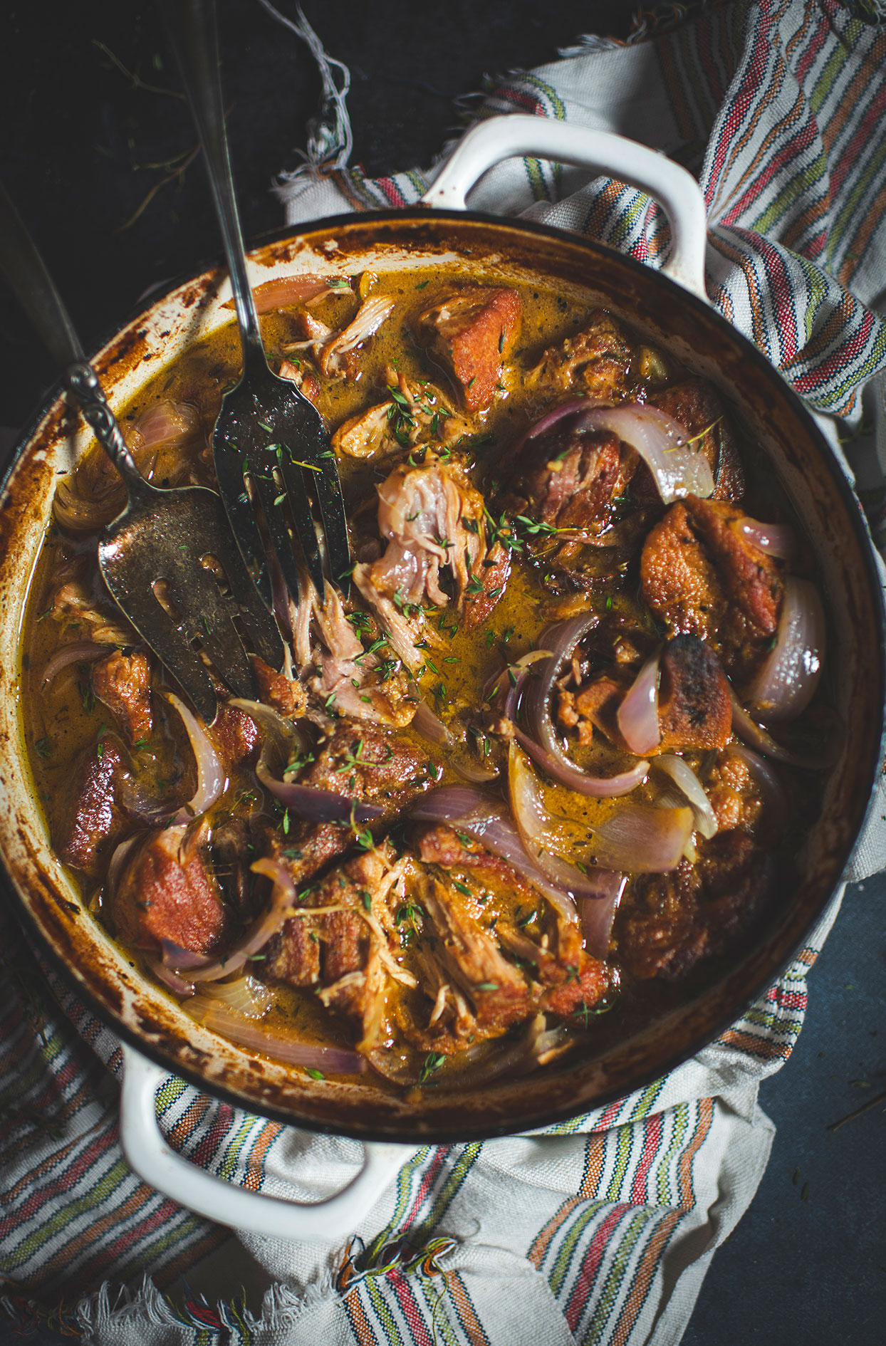 Épaule de porc braisée au cidre et à la clémentine