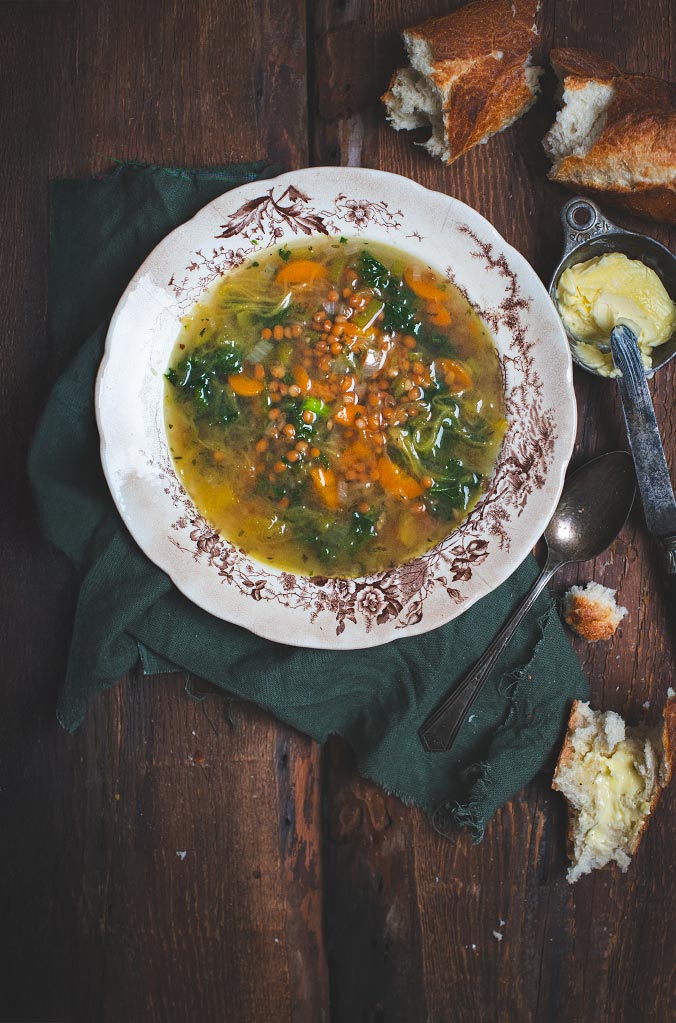 Lentil Soup with Spaghetti Squash