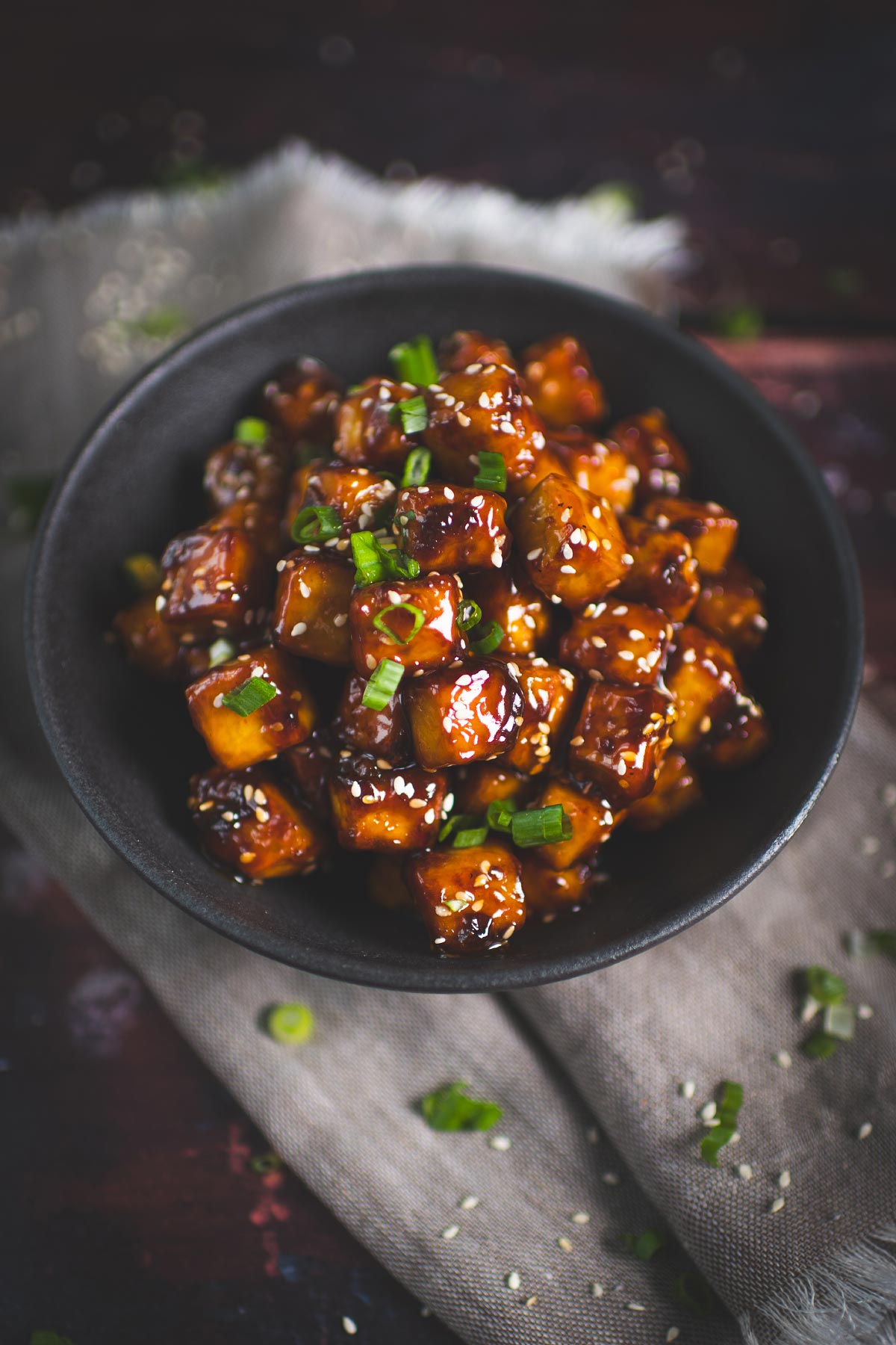 Air fryer General Tso’s tofu