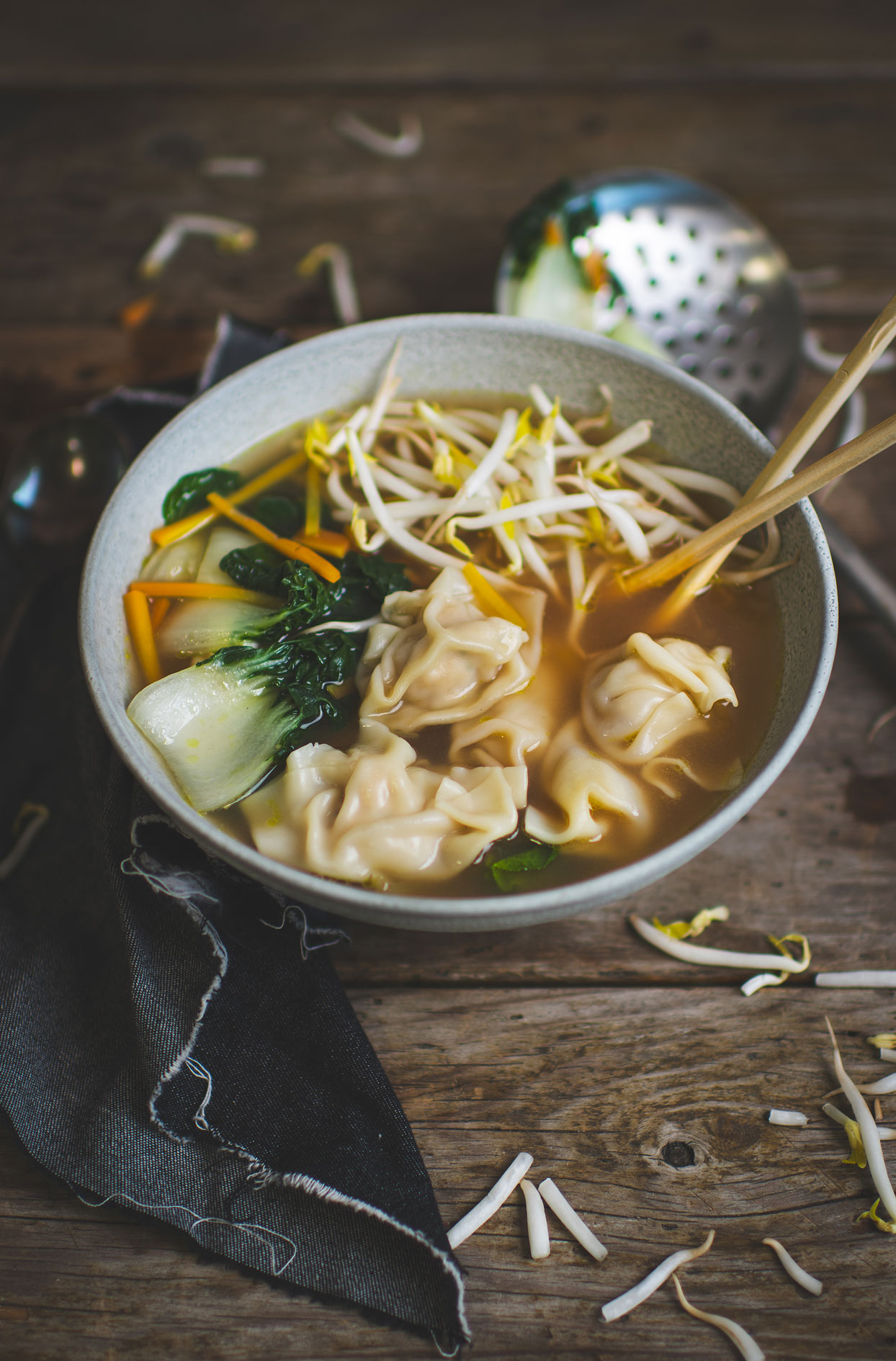Homemade wonton soup