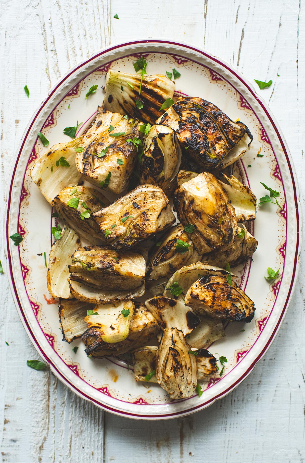 Grilled fennel with white wine and grapefruit