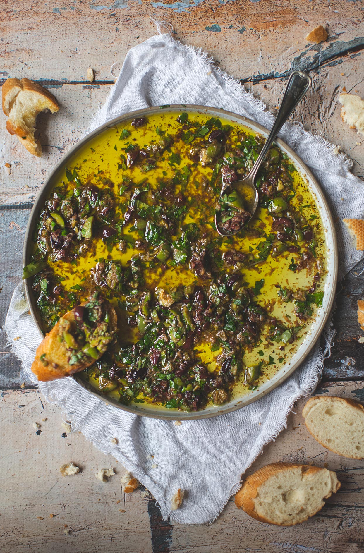 Olive, fresh herb and parmesan dipping oil