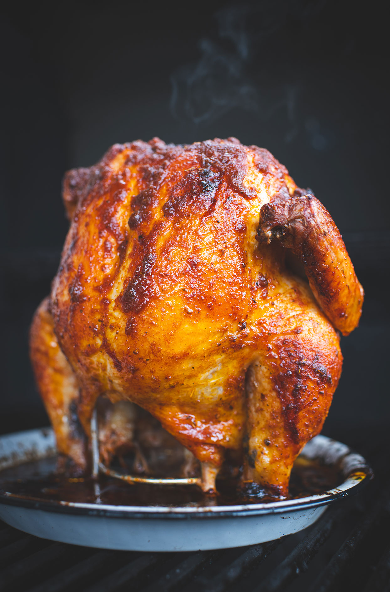 Beer-roasted chicken on the BBQ