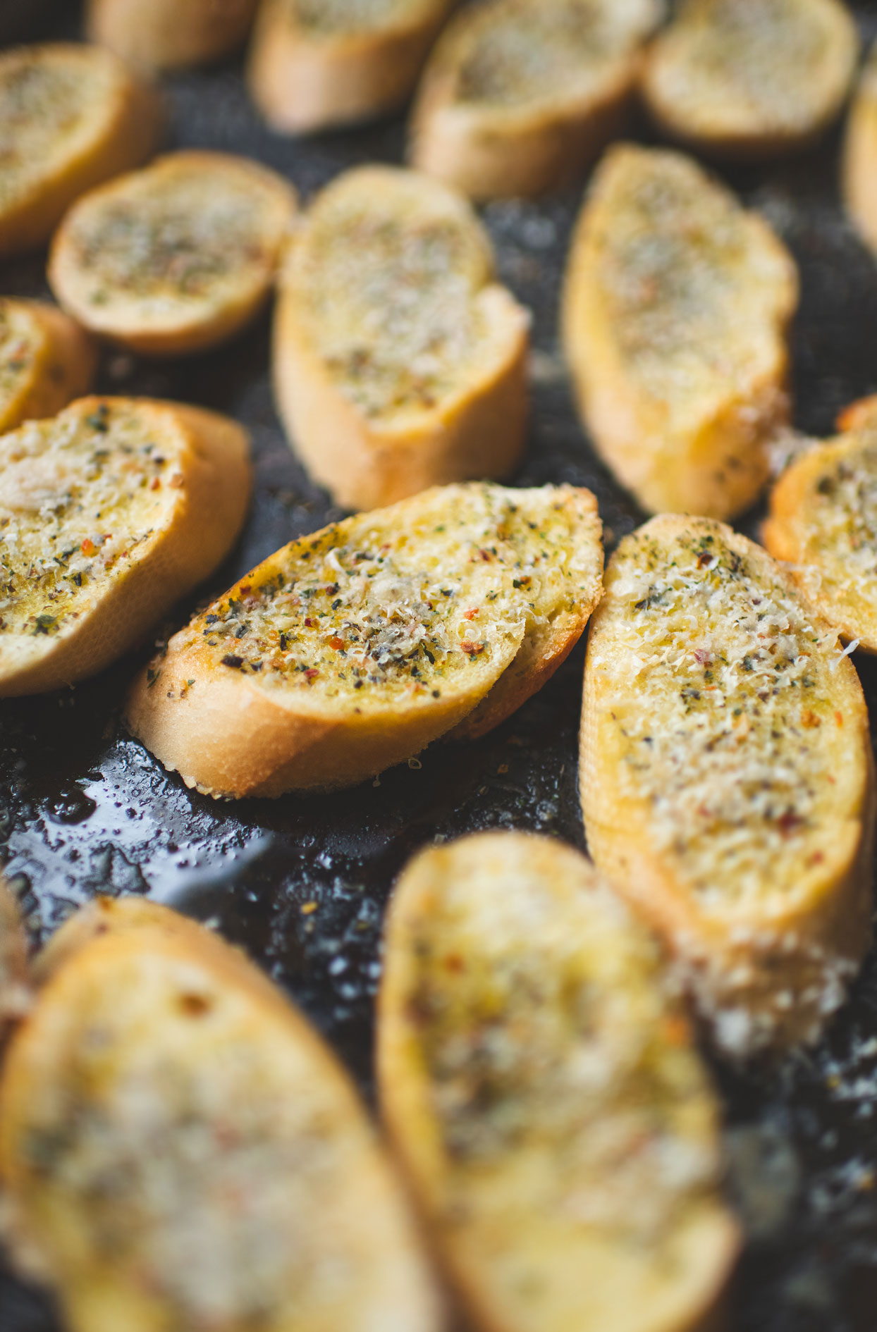 Parmesan croutons for bruschetta