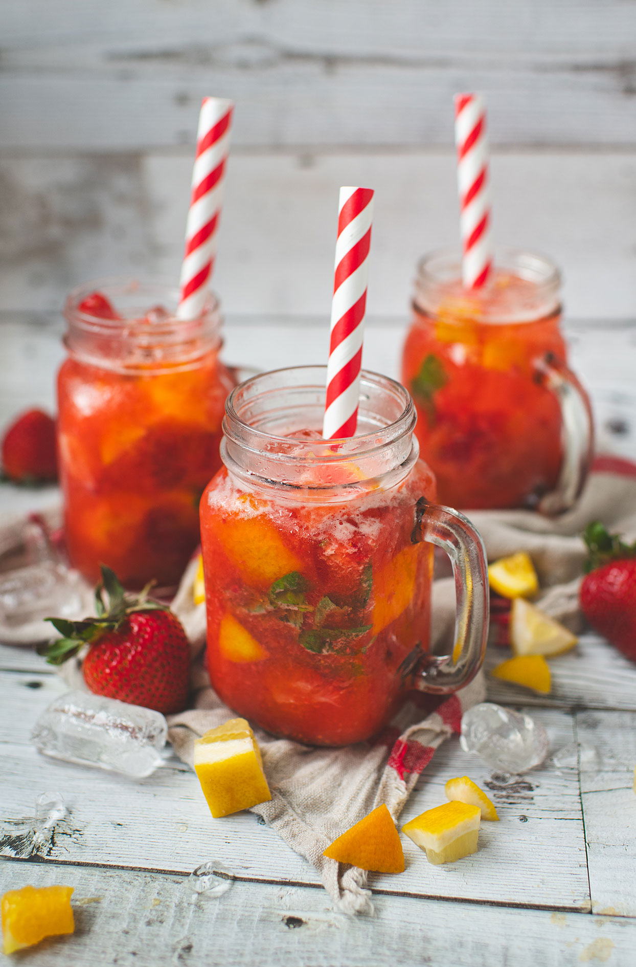 Strawberry, orange and mint mocktail