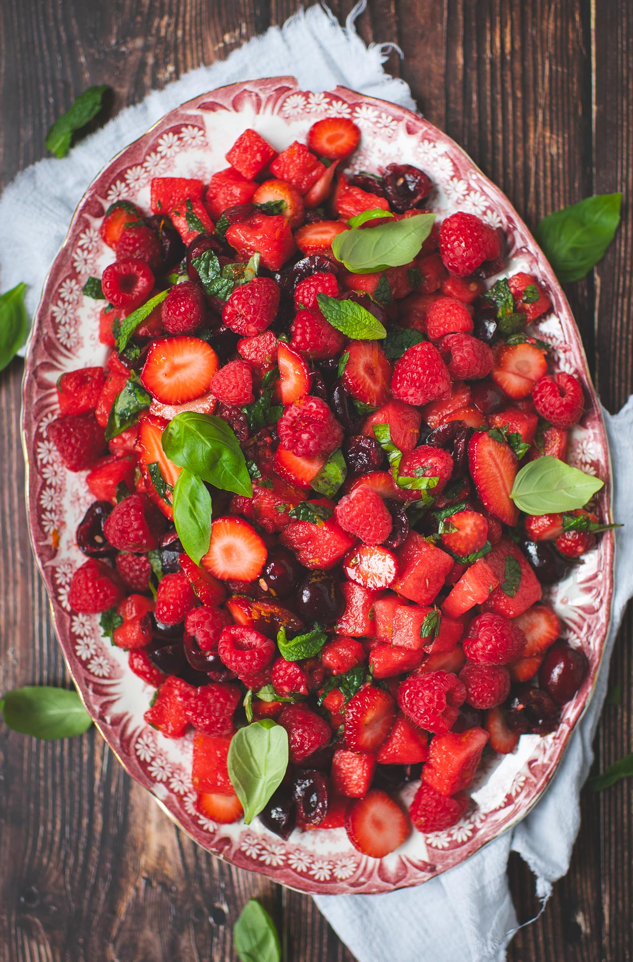 Watermelon fruit salad with honey and lime