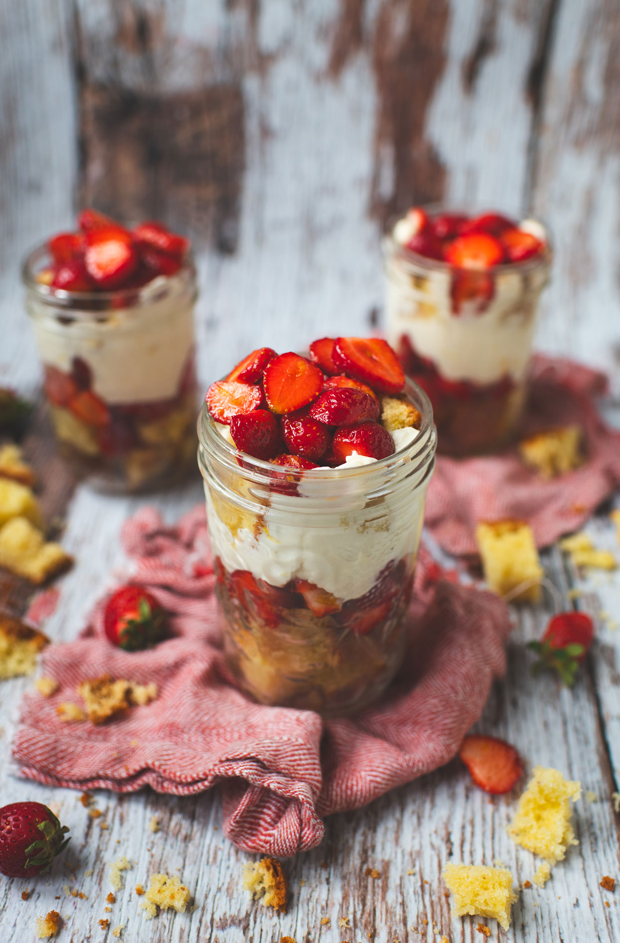 Shortcake aux fraises et au limoncello (en pot Mason)