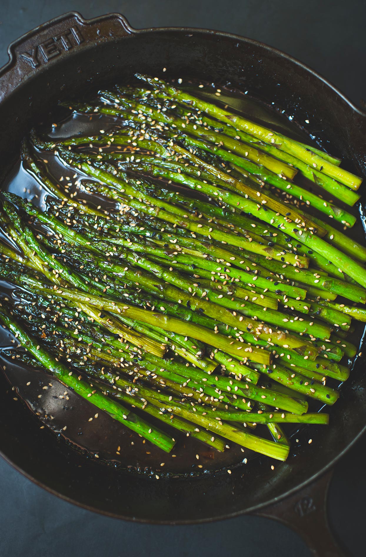 Grilled asparagus with miso and maple