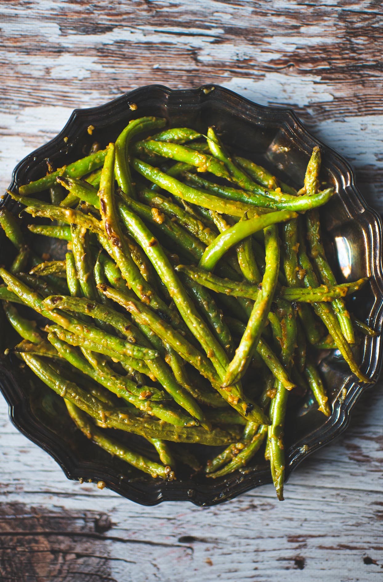 Grilled green beans with Dijon mustard
