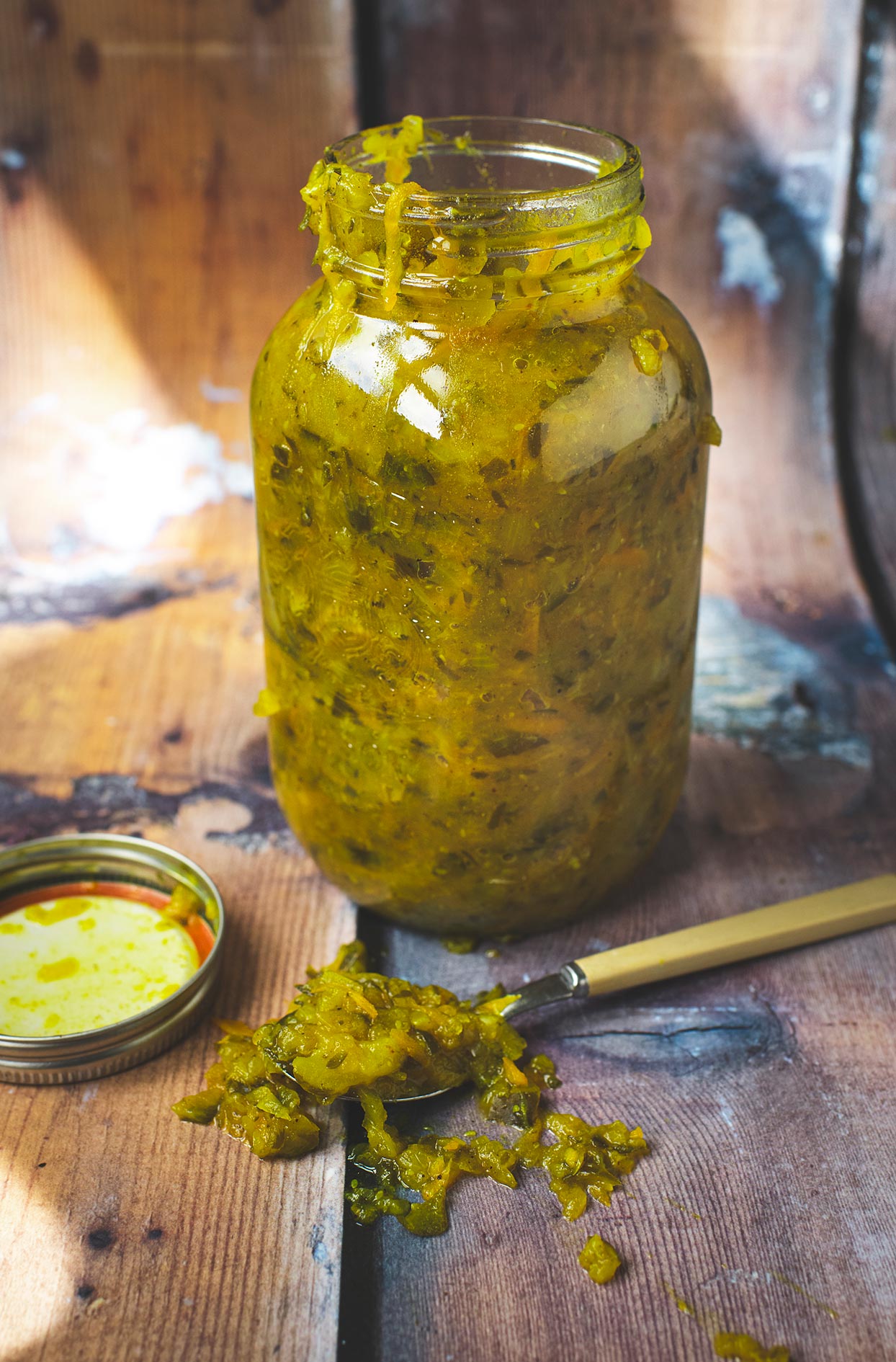 Homemade cucumber and carrot relish