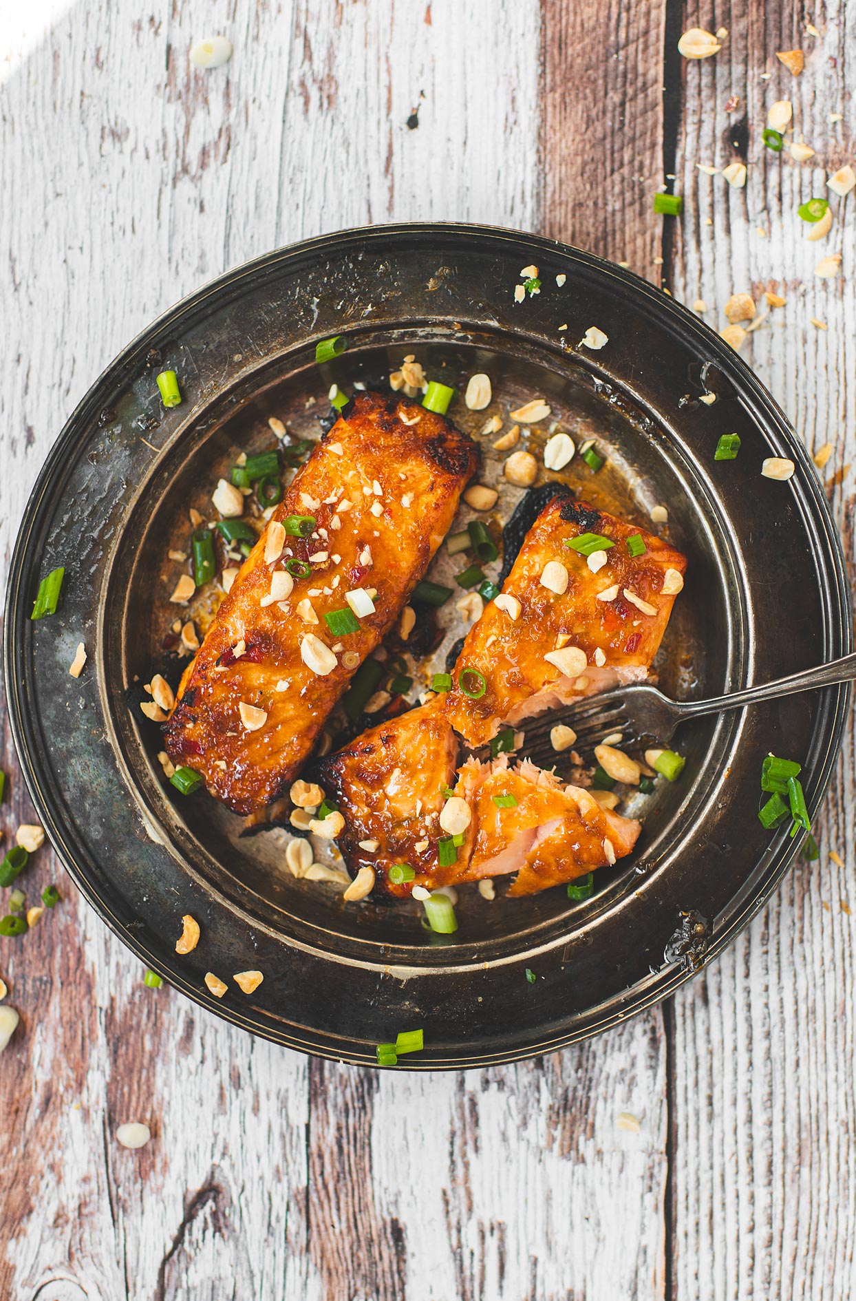Sweet chili glazed salmon on the BBQ